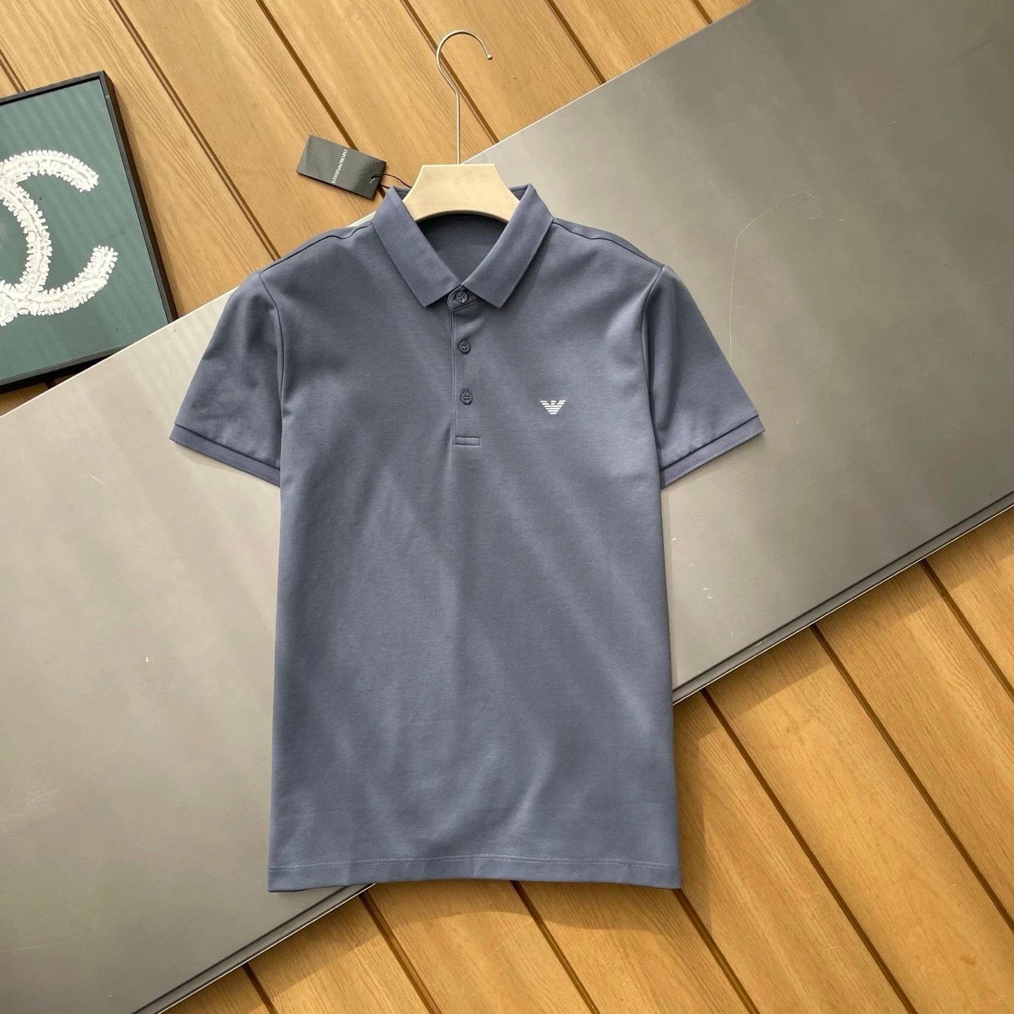 Armani T-shirt Chest Logo logo Embroidery POLO Shirt Lapel Short Sleeve25ss New Unisex Summer Short Sleeve OS Loose T Business Half Sleeve Shirt Plus Size T-Shirt