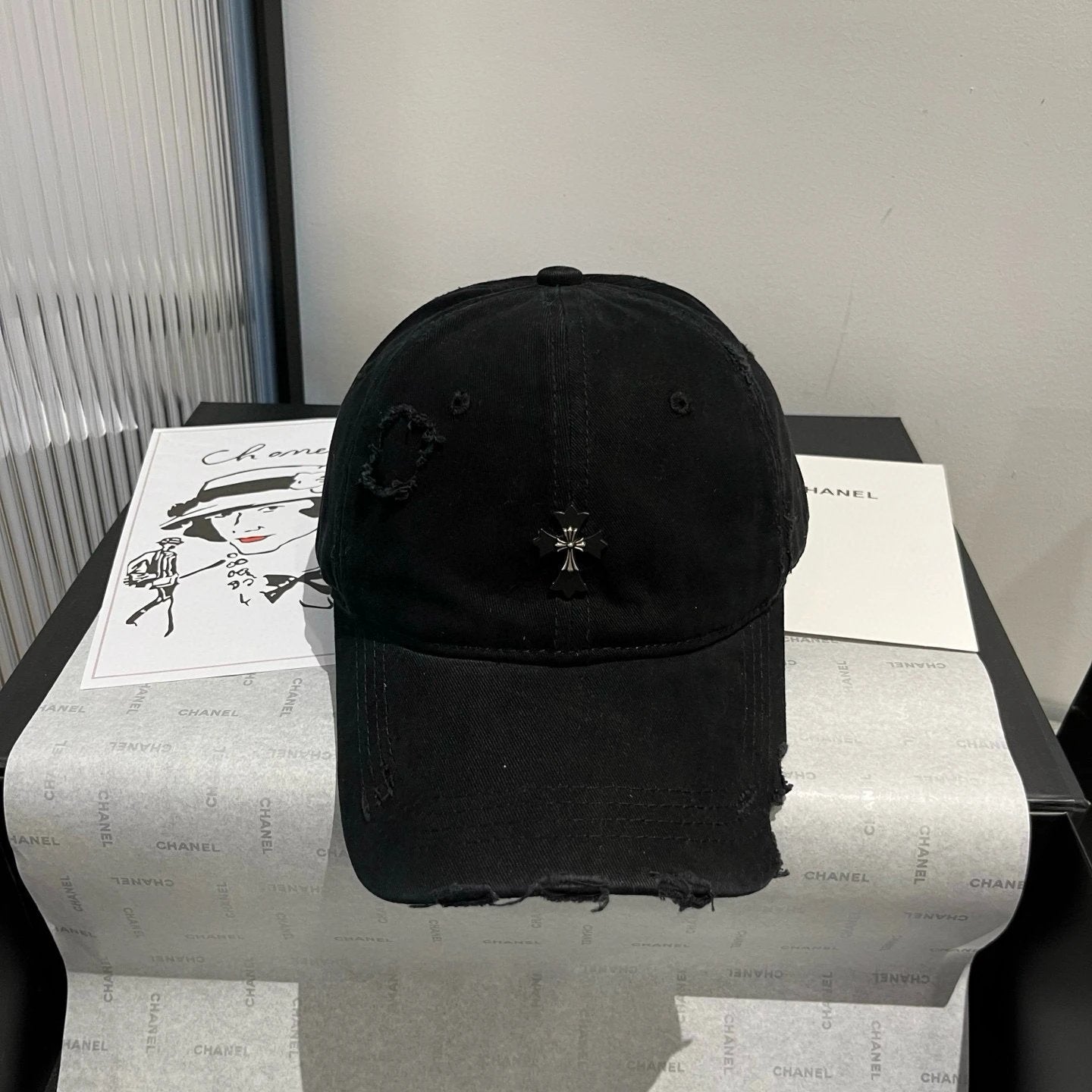 Chrome Hearts Hat Labeling logo Baseball Cap Sunshade Sun Protection Duckbill Cap Slimming Face Curved Brim Versatile Large Head Circumference Sports Hat Unisex Couple Style