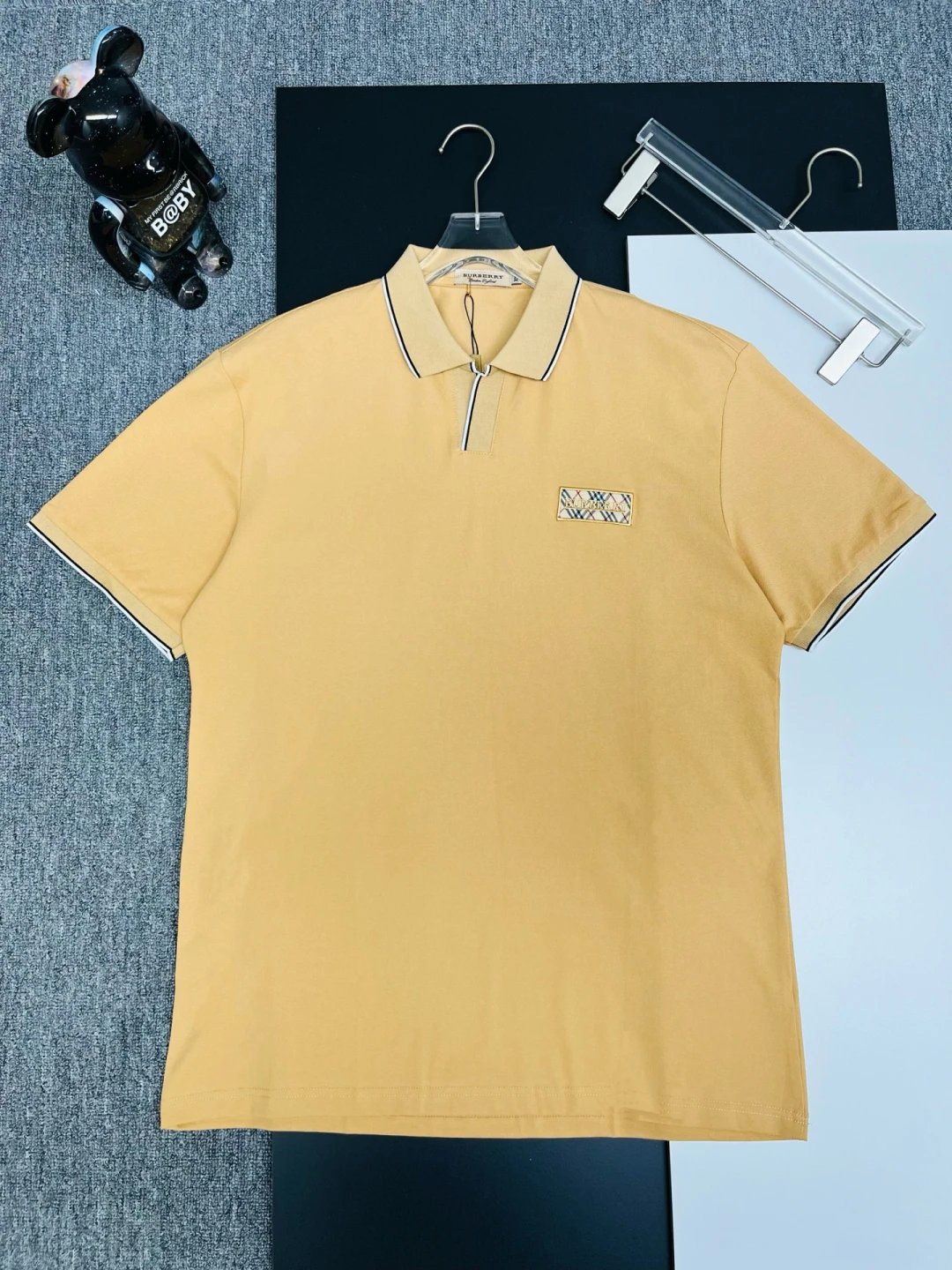 Burberry T-shirt Chest Plaid Embroidery logoPOLO Short Sleeve Turn-down Collar Shirt Unisex Summer Loose Fit T Business Commuter Short Sleeve Shirt Plus Size