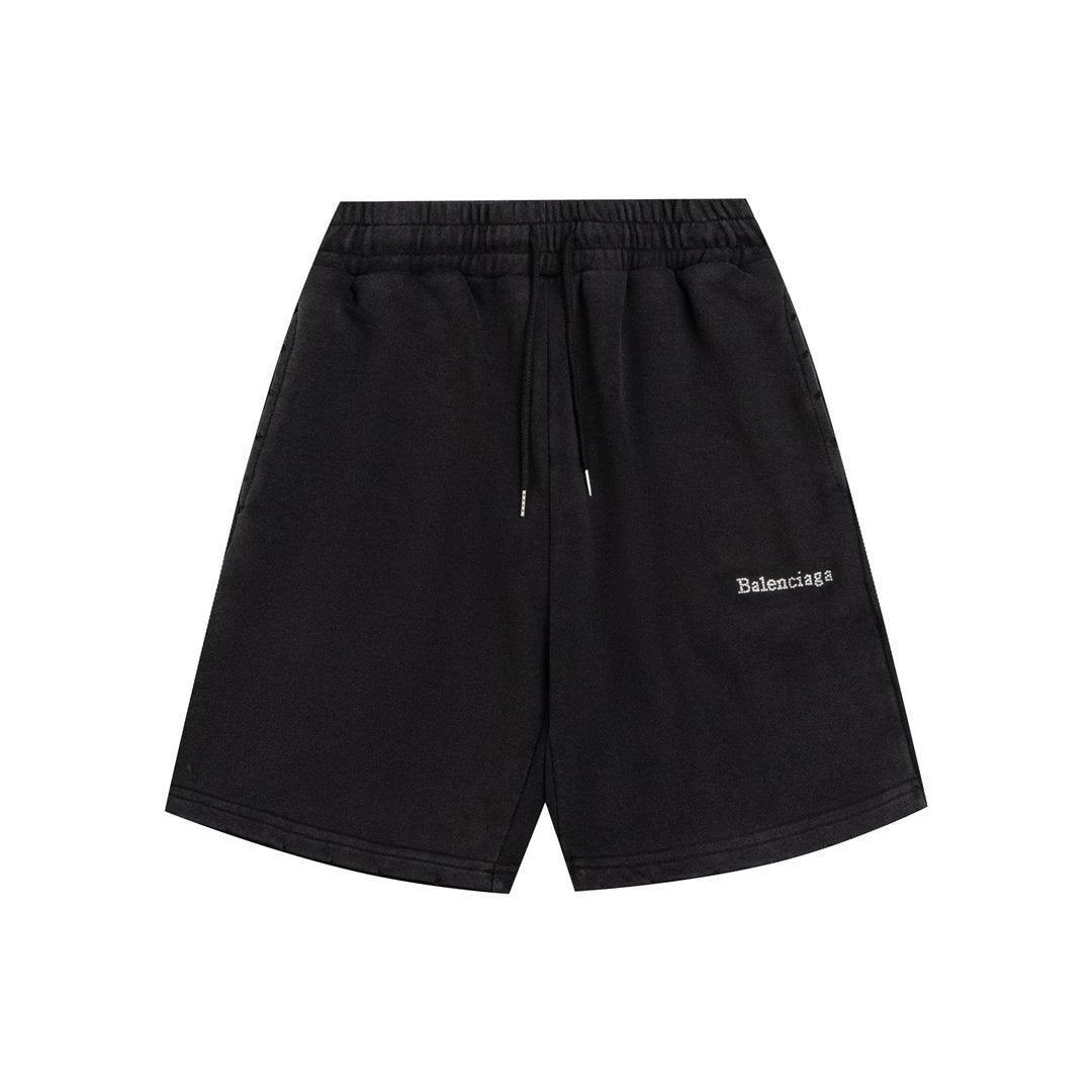 Balenciaga Shorts Front Body with Rhinestone Letters logo Five-point Shorts25ss New Drawstring Casual Summer Pants5Two-in-One Casual Sweatpants for Men and Women, Pure Cotton Joggers