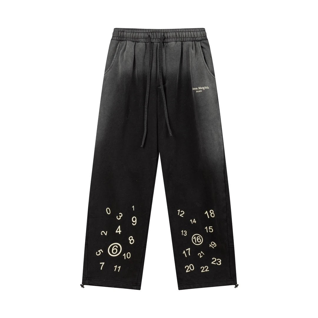 Maison Margiela Sweatpants Vintage Washed Straight Sweatpants for Men and Women, Autumn and Winter Drawstring Loose Fit, High Waist, Plus Size, Casual Pants