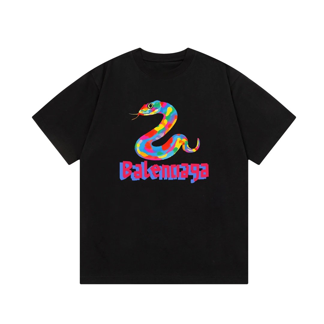 Balenciaga T-shirt Year of the Snake Limited Edition Letter Print Logo Logo Crew Neck Short Sleeve25ss New Pure Cotton Unisex Style T T-shirt OS Loose Fit Base Shirt Top Half Sleeve T-Shirt