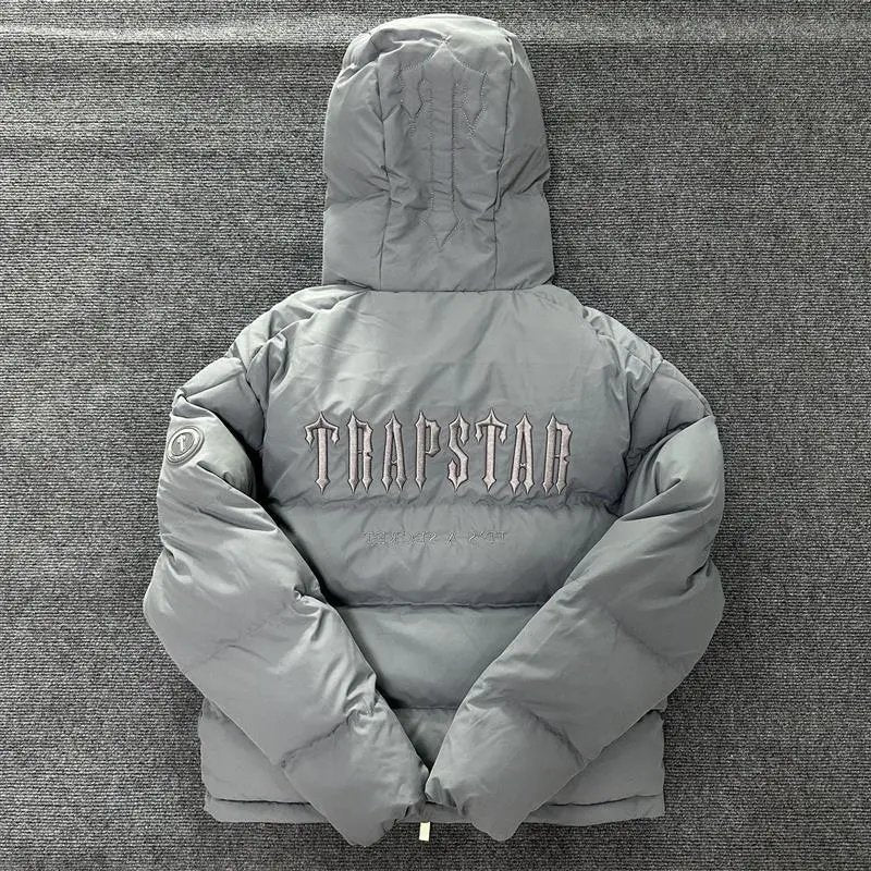 Trapstar Down Jackets Vests Hooded Gray Winter Cotton Dress New Thick Jacket Coat American High Street Fashion Brand Thermal Clothes