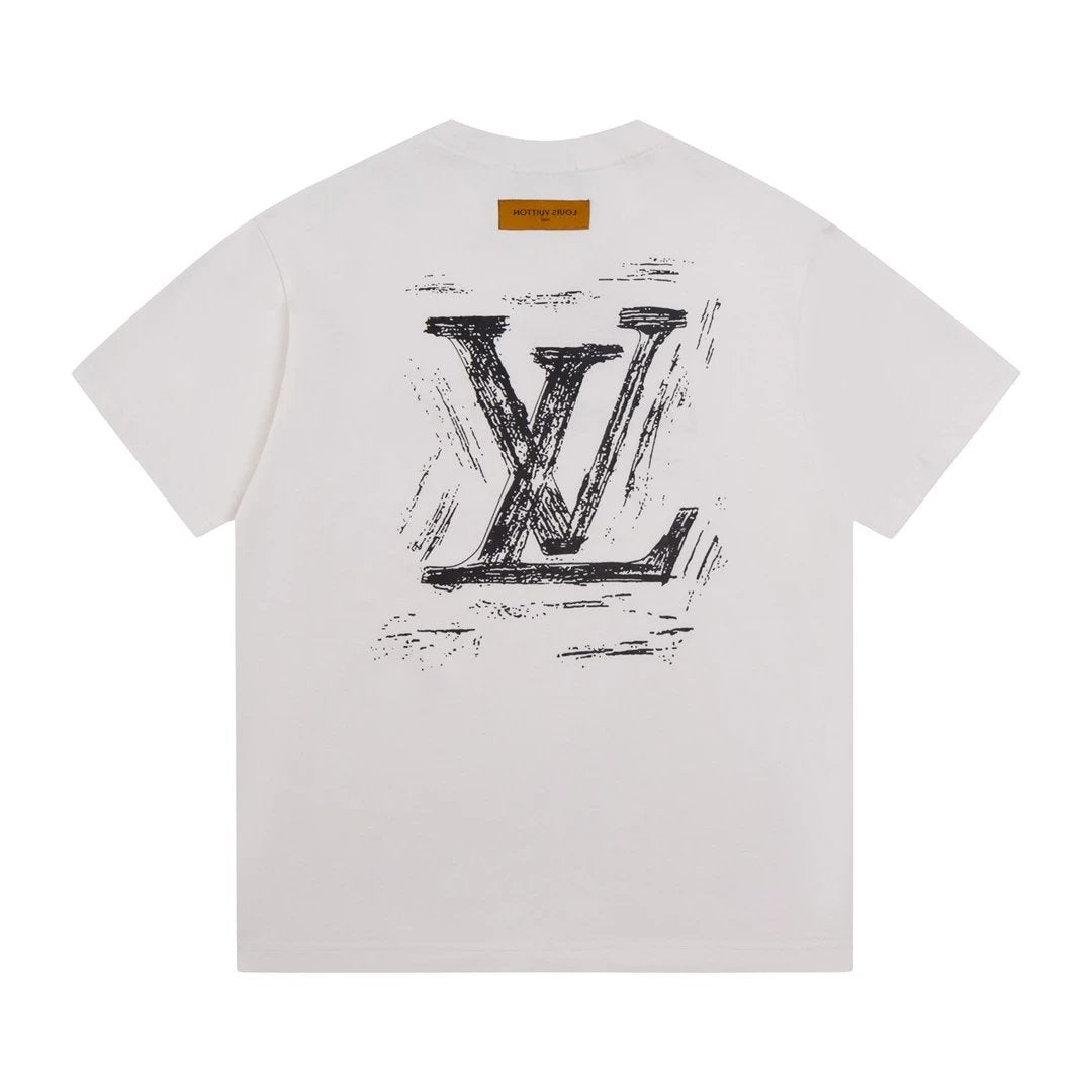 Louis Vuitton LV T-shirt Back with Large Letter Print logo round Neck Short Sleeve25ss New Pure Cotton Unisex Style T T-shirt OS Loose Fit Base Shirt Half Sleeve T-Shirt Top Half Sleeve