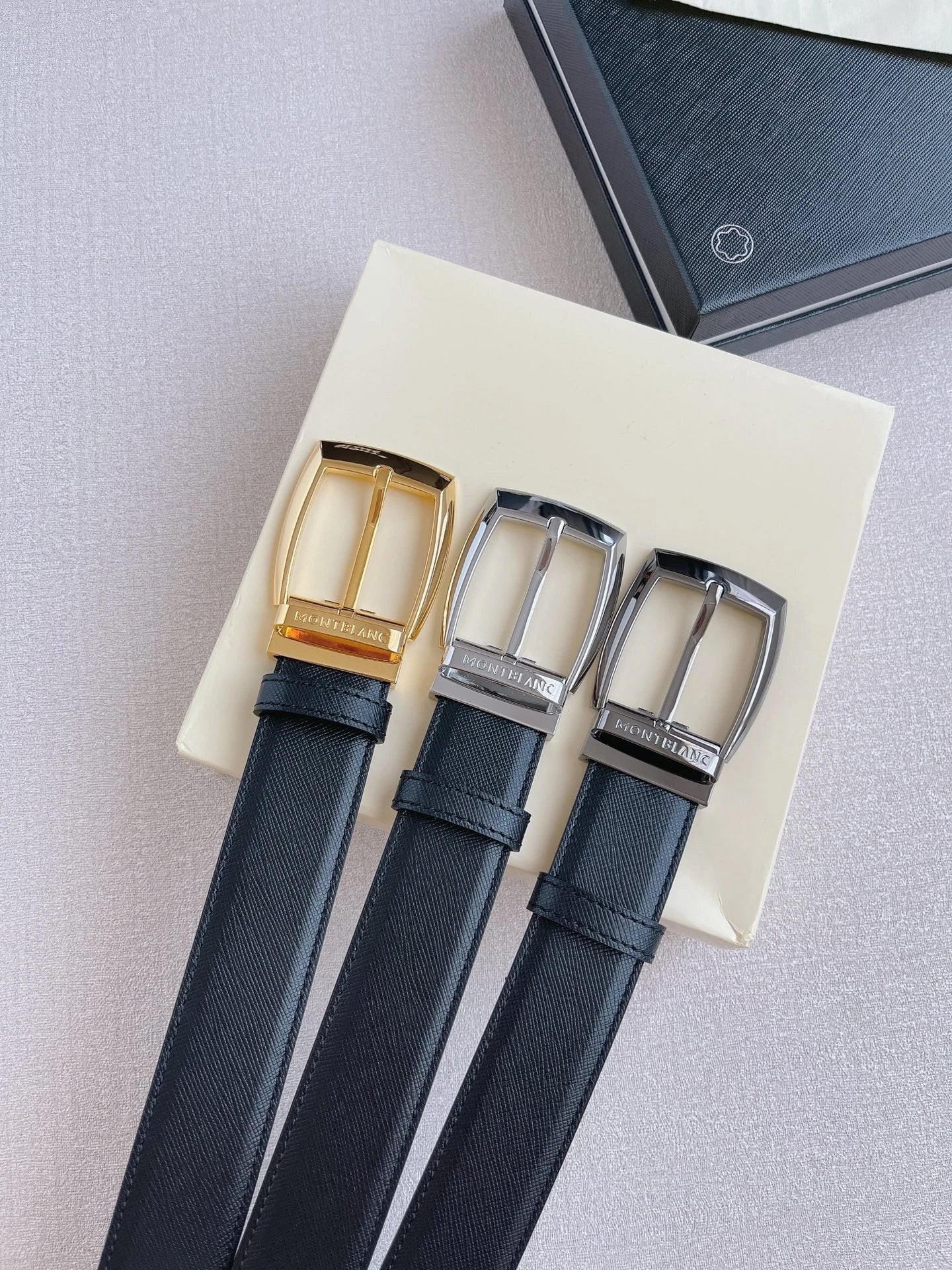 Montblanc Belt Top version 【Original Factory】Men's Leather Belt Width3.5cm Quality Full Set Packaging Original Imported Double-Sided Head Layer Cowhide 100% Original Pure Brass Buckle Dual-Use Fashion Elegant Boys Belt M Home New Custom Latest Hot