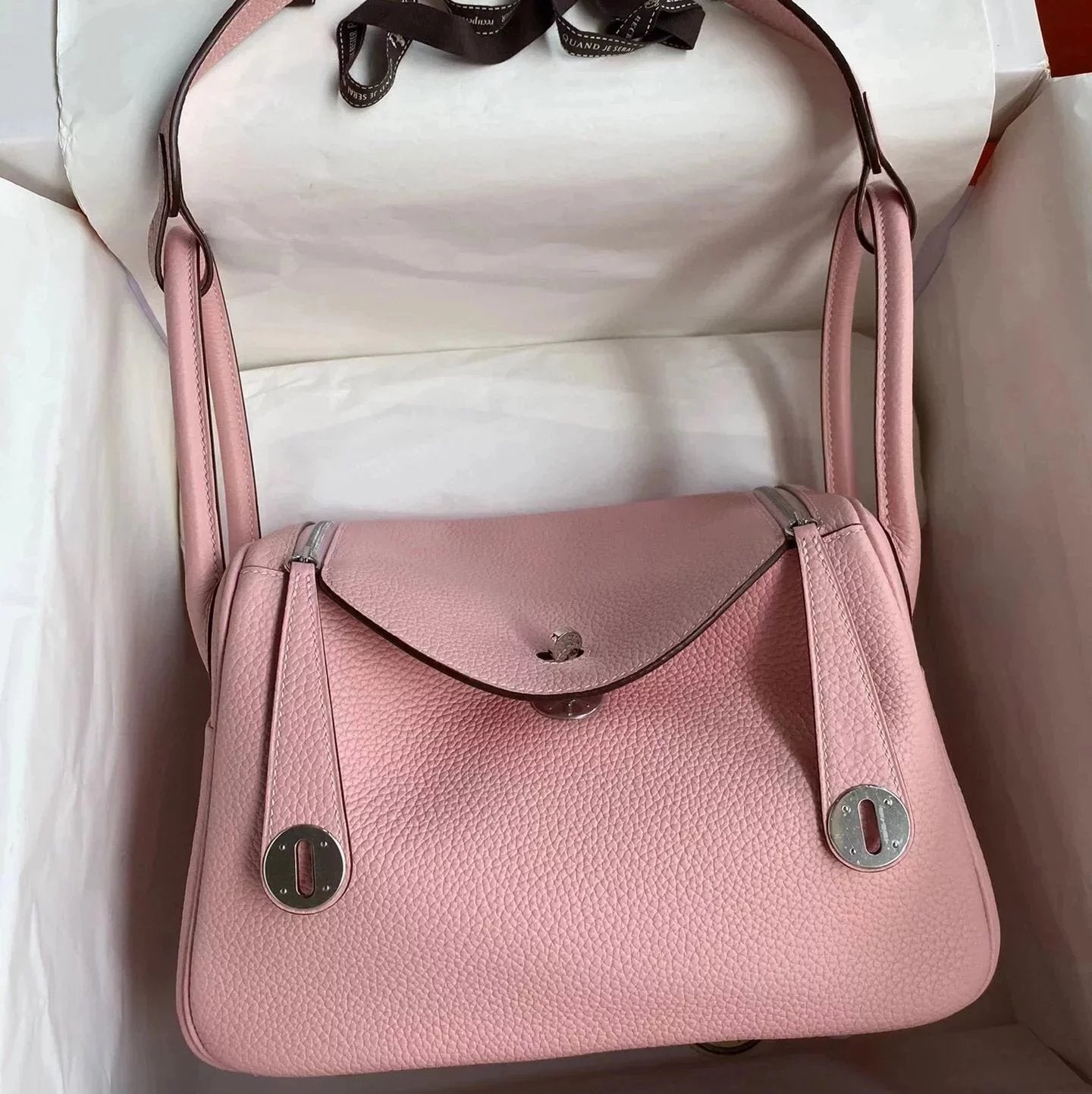 Hermes men's bag Top version 【H Handmade】2020Imported Calfskin Pure Hand Lindy Bag Doctor Bag Shoulder Handbag Medical Box Minilindy19cm26cm Women's Bag