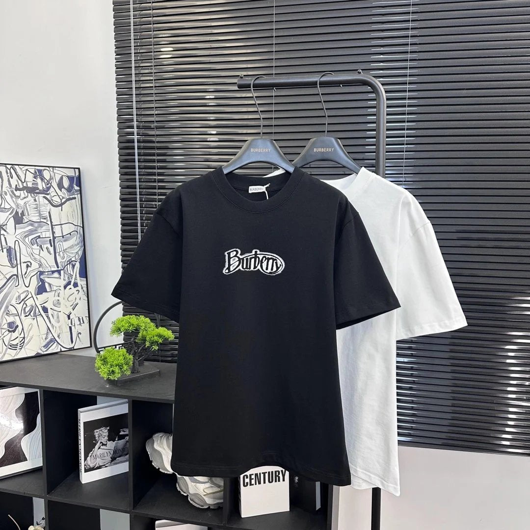 Burberry T-shirt Traditional Chinese Character Print on the Chest logo round Neck Short Sleeve25ss New Pure Cotton Unisex Style T T-shirt OS Loose Fit Base Shirt Top Half Sleeve T-Shirt
