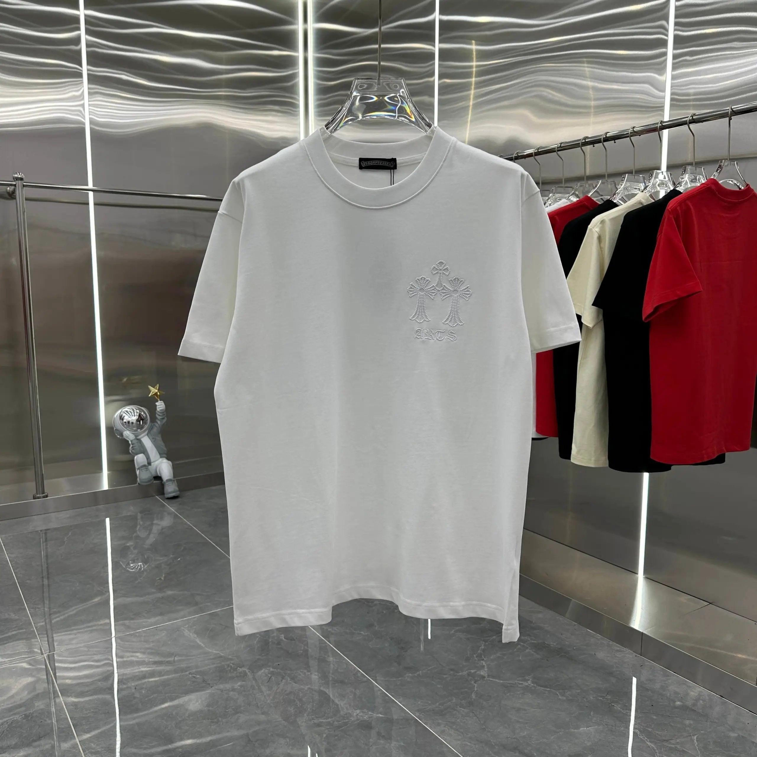 Chrome Hearts T-shirt Horseshoe Embroidery logo round Neck Short Sleeve25ss New Pure Cotton Unisex Style T T-shirt OS Loose Fit Base Shirt Top Half Sleeve T-Shirt