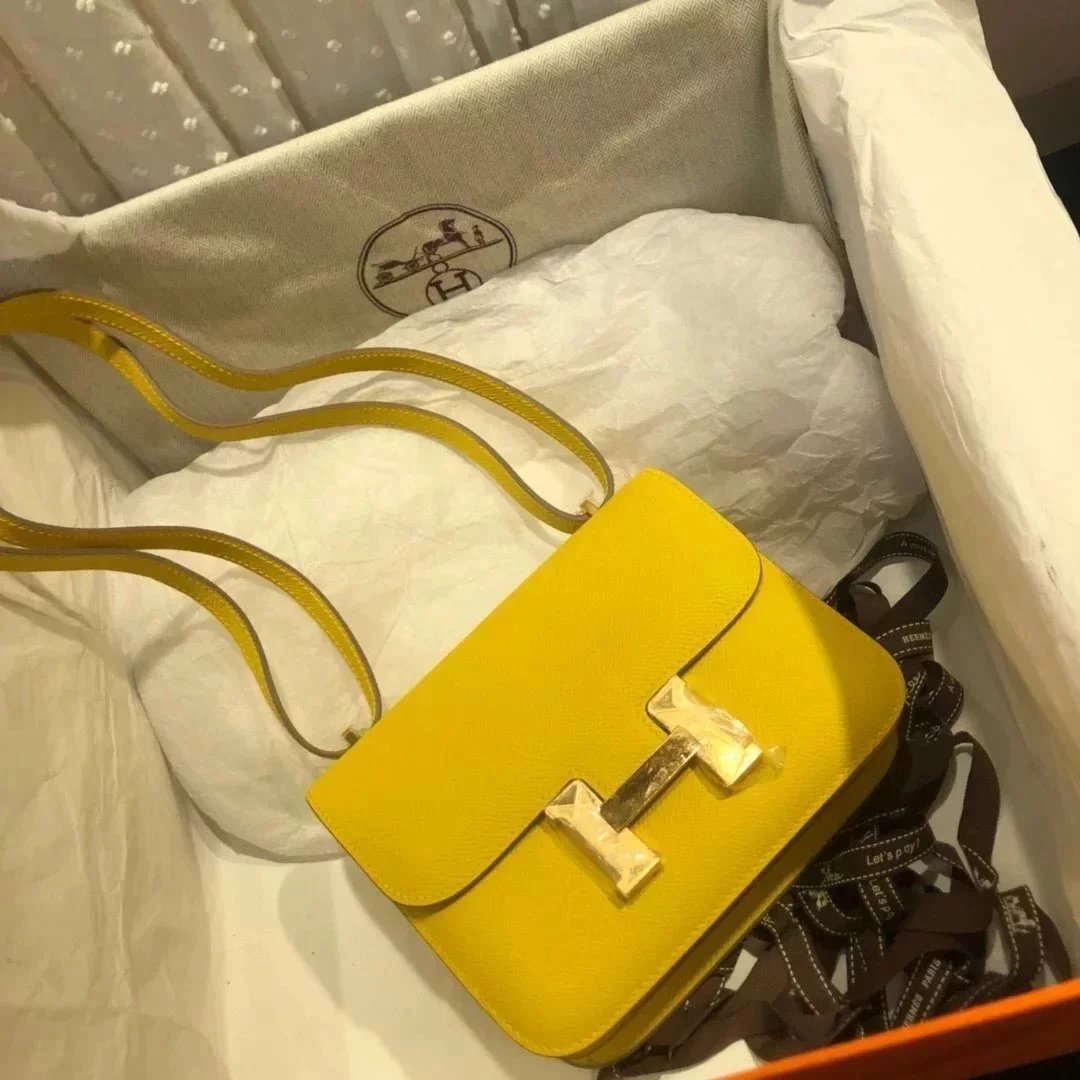 Hermes women's bag Top version 【H Handmade Custom】Stewardess Bag Constance Bag constance Silver Buckle Gold Buckle EP Women's Leather Crossbody Shoulder Bag2424