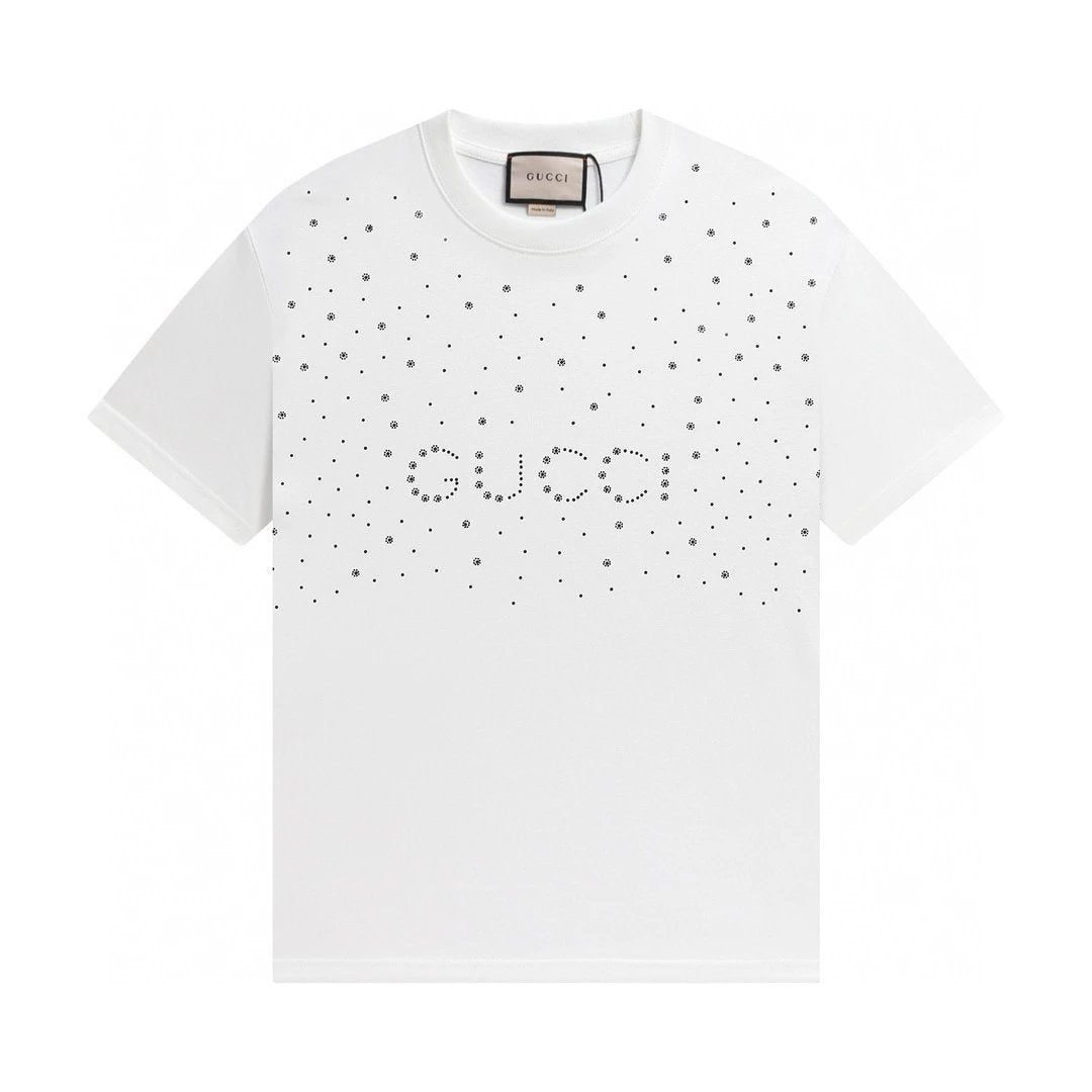 Gucci T-shirt Chest Dot Letter Printing logo round Neck Short Sleeve25ss New Pure Cotton Unisex Style T T-shirt OS Loose Fit Base Shirt Top Half Sleeve T-Shirt
