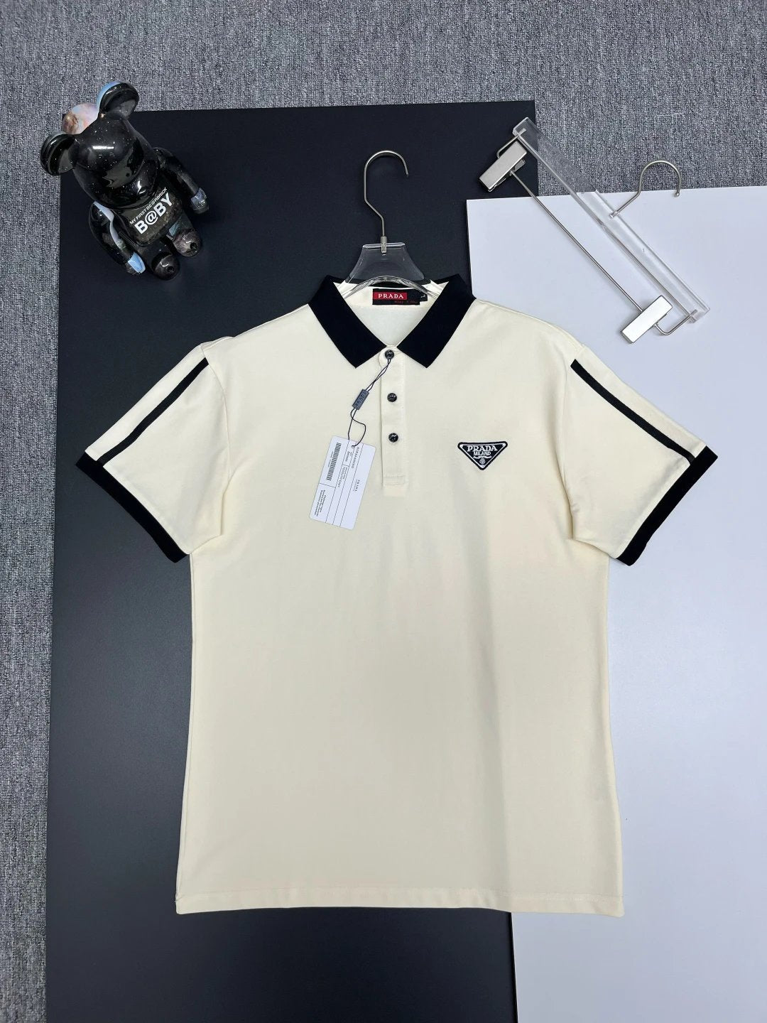 PRADA T-shirt Embroidery on the chest logoPOLO Shirt Lapel Short Sleeve25ss New Unisex Summer Short Sleeve OS Loose T Business Half Sleeve Shirt Plus Size T-Shirt