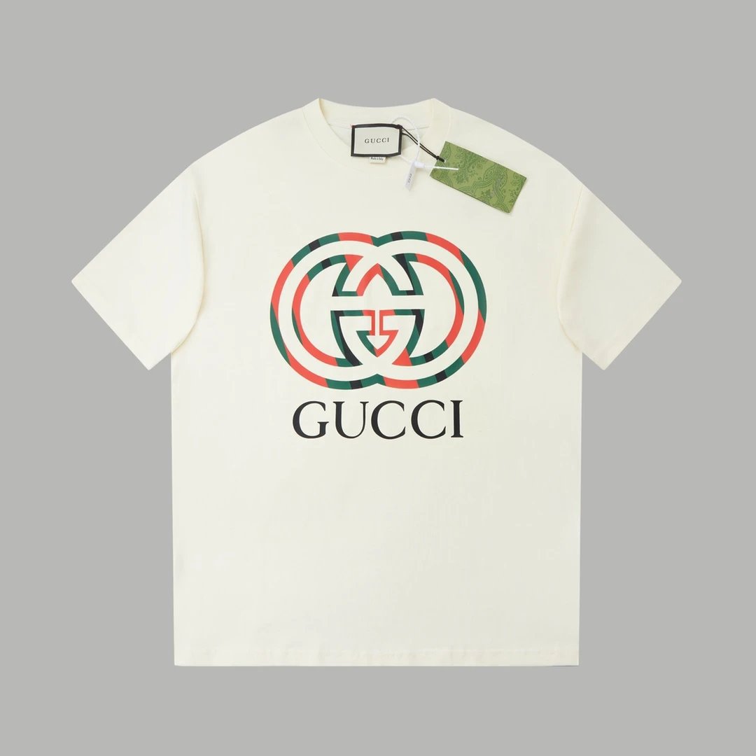 Gucci T-shirt Classic red and green G Wow Glue Thick Board logo round Neck Short Sleeve25ss New Pure Cotton Unisex Style T T-shirt OS Loose Fit Base Shirt Half Sleeve T-Shirt Top