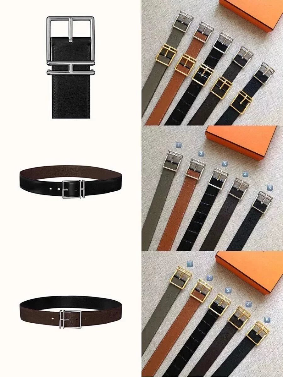 Hermes Belt Top version Belt Male4.0cm Import togo Belt Stainless Steel Hardware Belt Pin Buckle Men's Belt H Belt Loop Business Casual All-Match H Buckle Belt