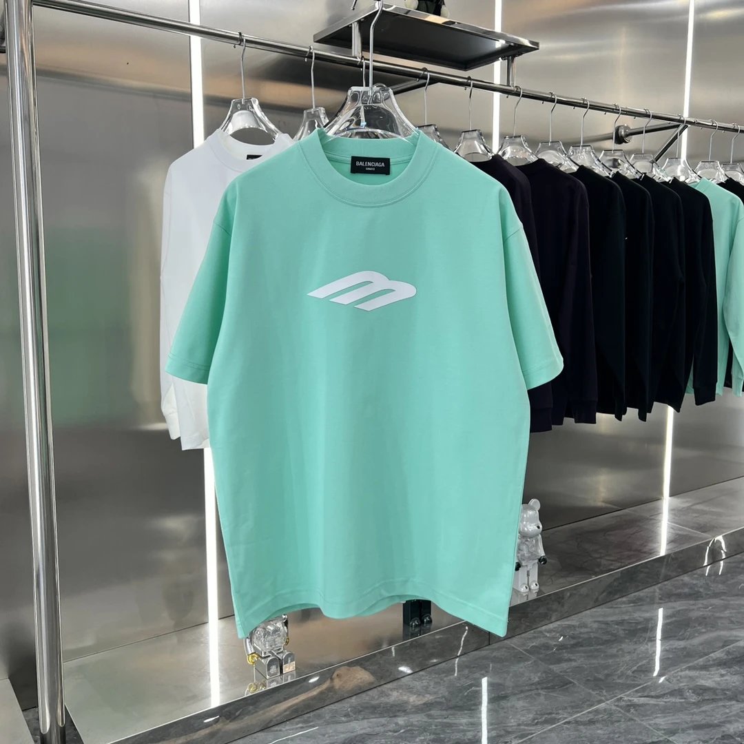 Balenciaga T-shirt Three-Dimensional Silicone M Round Neck Short Sleeve Pure Cotton Unisex T Shirt Bottoming Shirt OS Loose Fit T-Shirt
