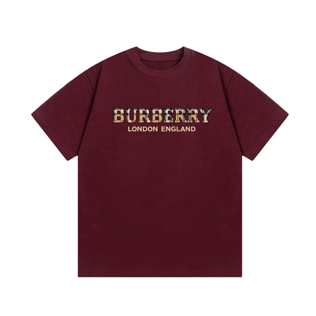 Burberry T-shirt Chest Plaid Print logo round Neck Short Sleeve25ss New Pure Cotton Unisex Style T T-shirt OS Loose Fit Base Shirt Top Half Sleeve T-Shirt