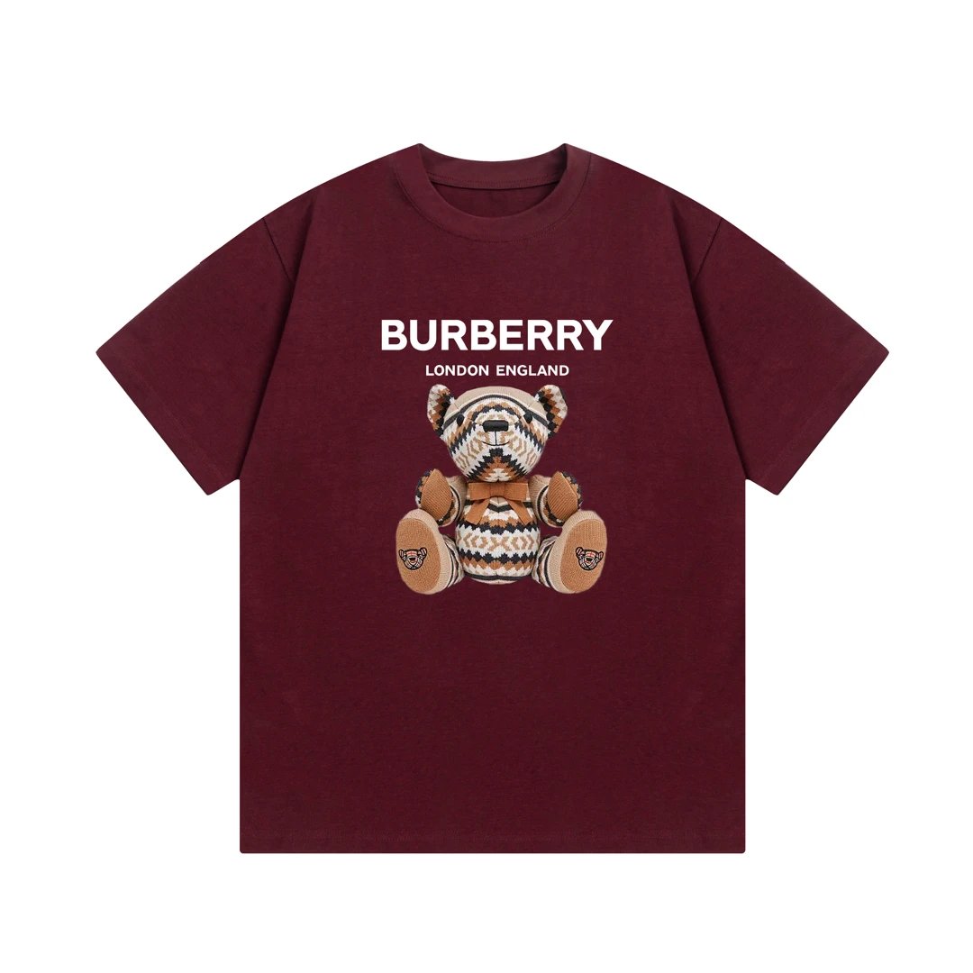 Burberry T-shirt Front Bear Letter Direct Print logo round Neck Short Sleeve25ss New Pure Cotton Unisex Style T T-shirt OS Loose Fit Base Shirt Top Half Sleeve T-Shirt