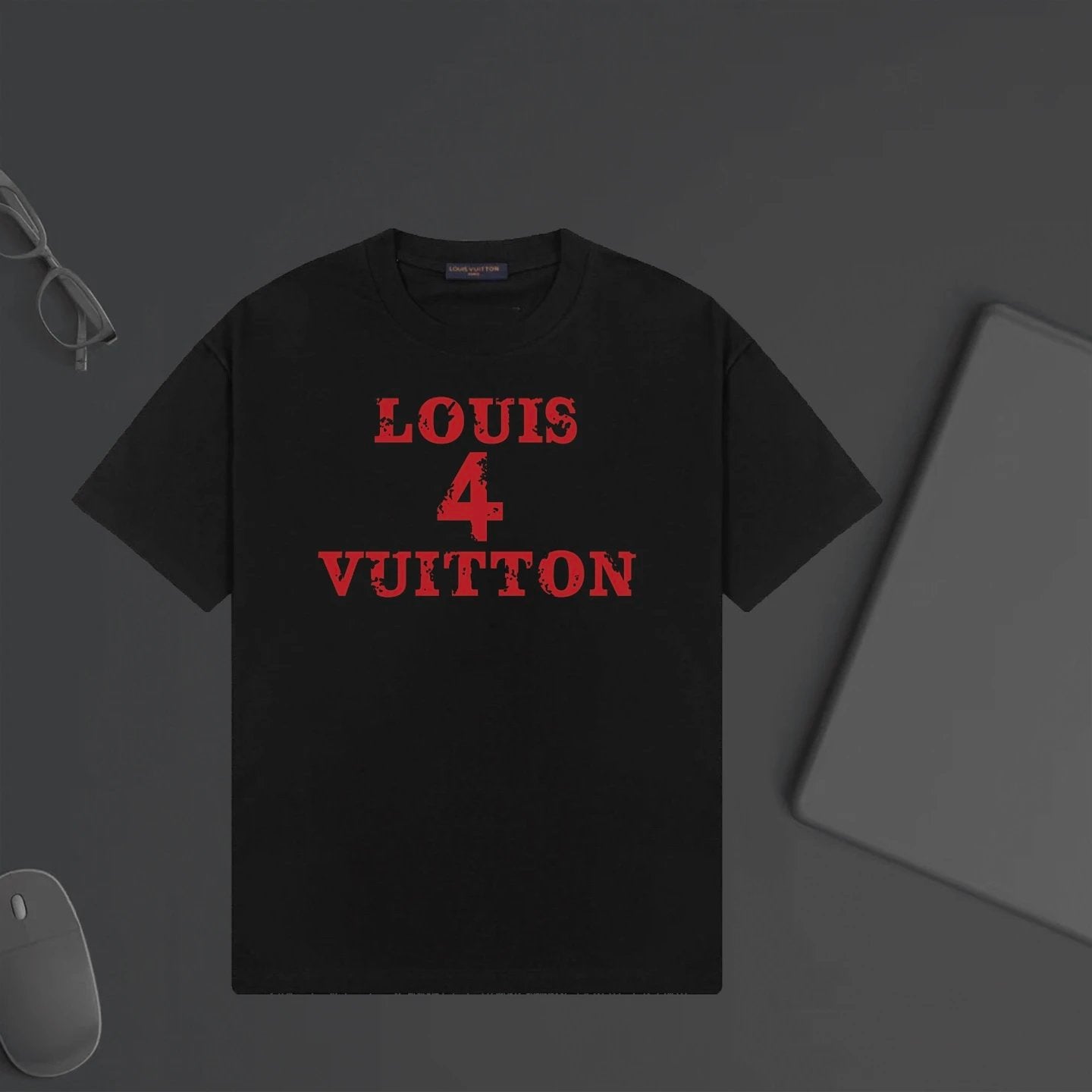 Louis Vuitton LV T-shirt Chest Letter and Number Print logo round Neck Short Sleeve25ss New pure cotton T Unisex T-Shirt OS Drop Shoulder Loose Fit Base Shirt Top T-Shirt Short Sleeve