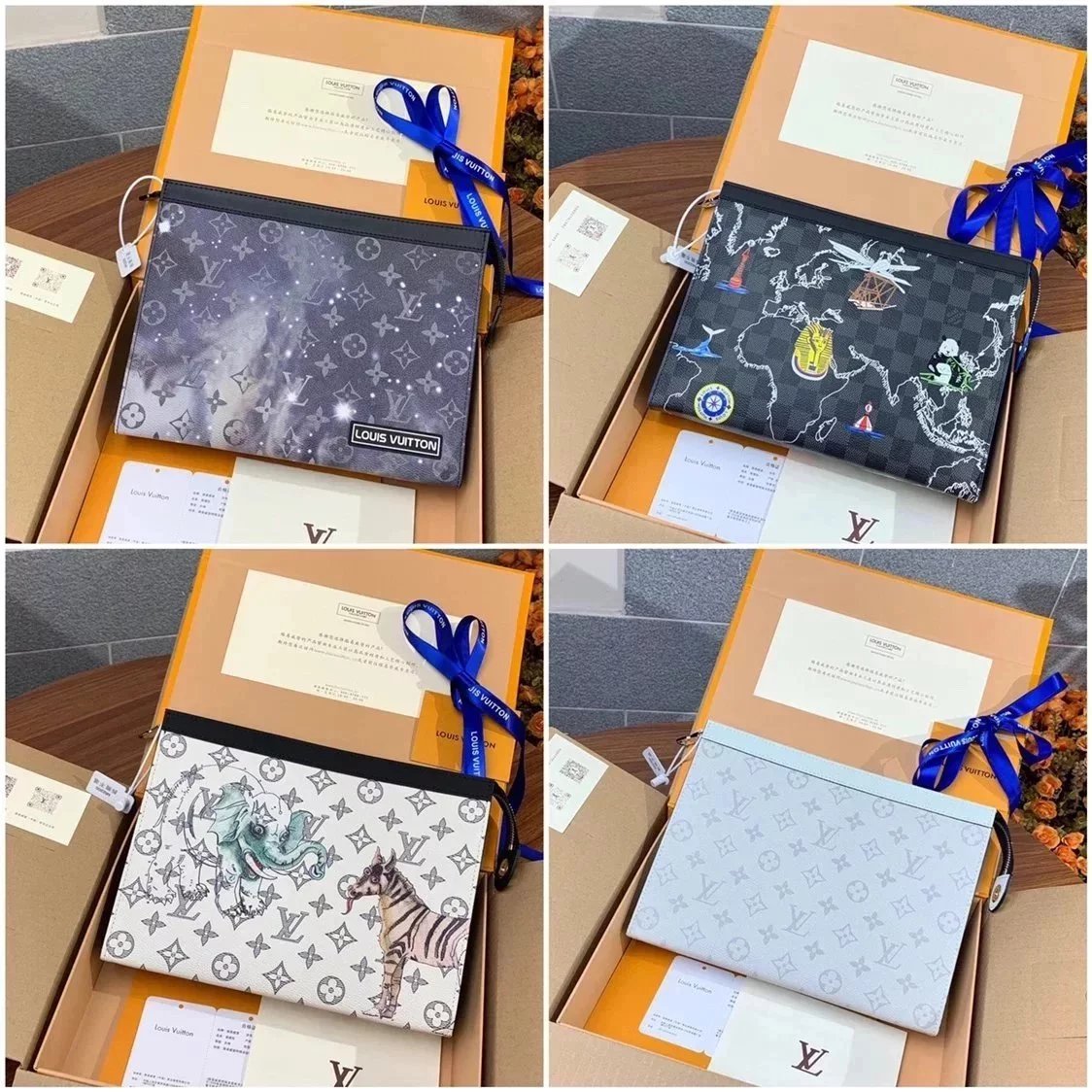 Louis Vuitton LV Wallets/Clutches Top version New upgrade version POCHETTEVOYAGE Medium Clutch Men's Handbag Wash Bag Clutch Bag M30420M66929Silk Screen M4448Starry Sky N40205Map Silk Screen