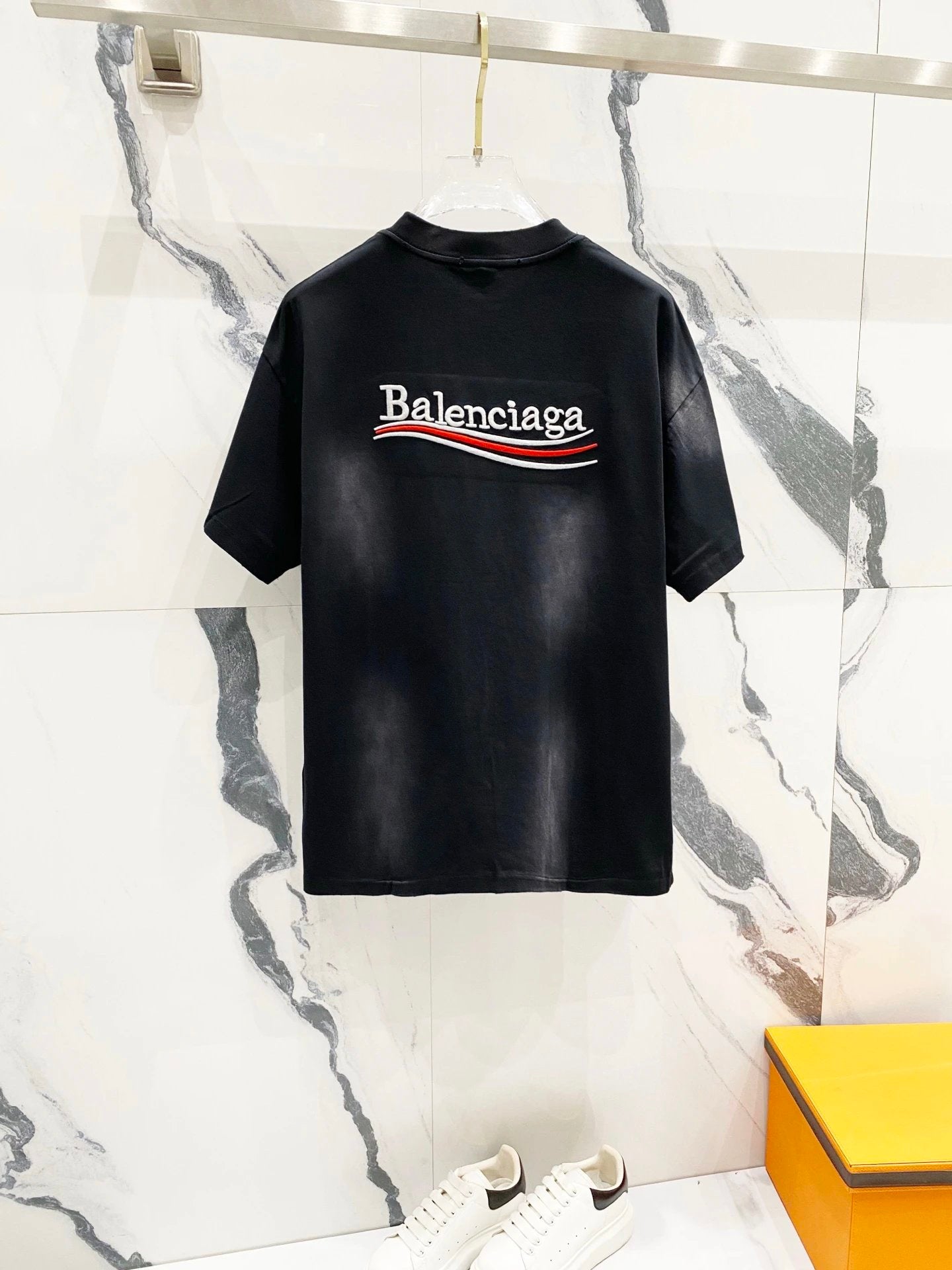 Balenciaga T-shirt Front and Back Wave Cola Letter Embroidery logo round Neck Short Sleeve25ss New pure cotton T Unisex T-Shirt OS Loose Fit Base Shirt Top Half Sleeve T-Shirt