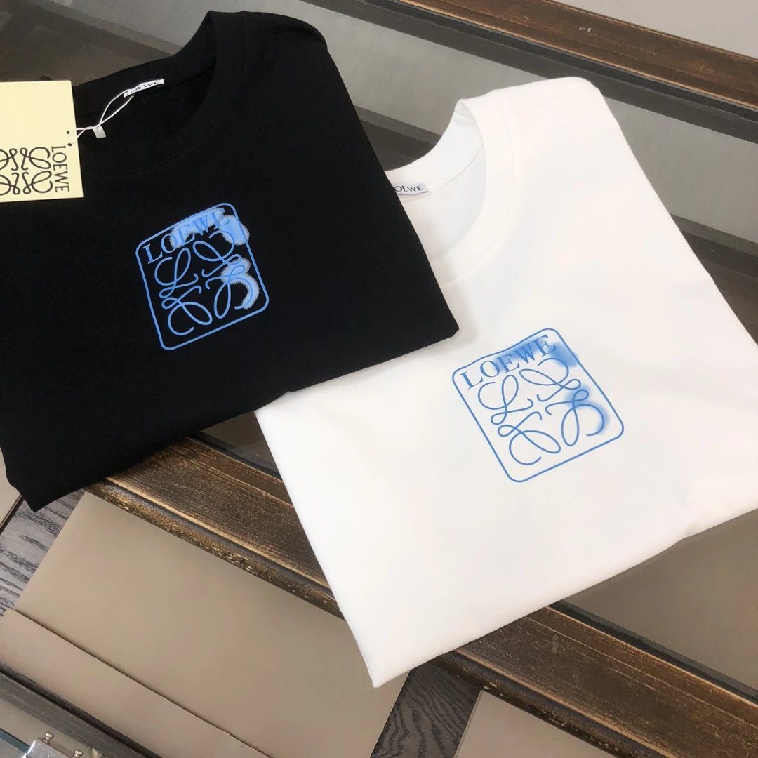 LOEWE T-shirt Chest Brand Letter Pattern Print logo round Neck Short Sleeve25ss New pure cotton T Unisex T-Shirt OS Loose Fit Base Shirt Top Half Sleeve T-Shirt