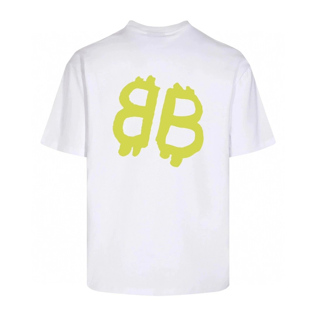 Balenciaga T-shirt Unique Large Double Back B Letter Printing logo round Neck Short Sleeve25ss New pure cotton T Unisex T-Shirt OS Drop Shoulder Loose Fit Base Shirt Top T-Shirt Short Sleeve