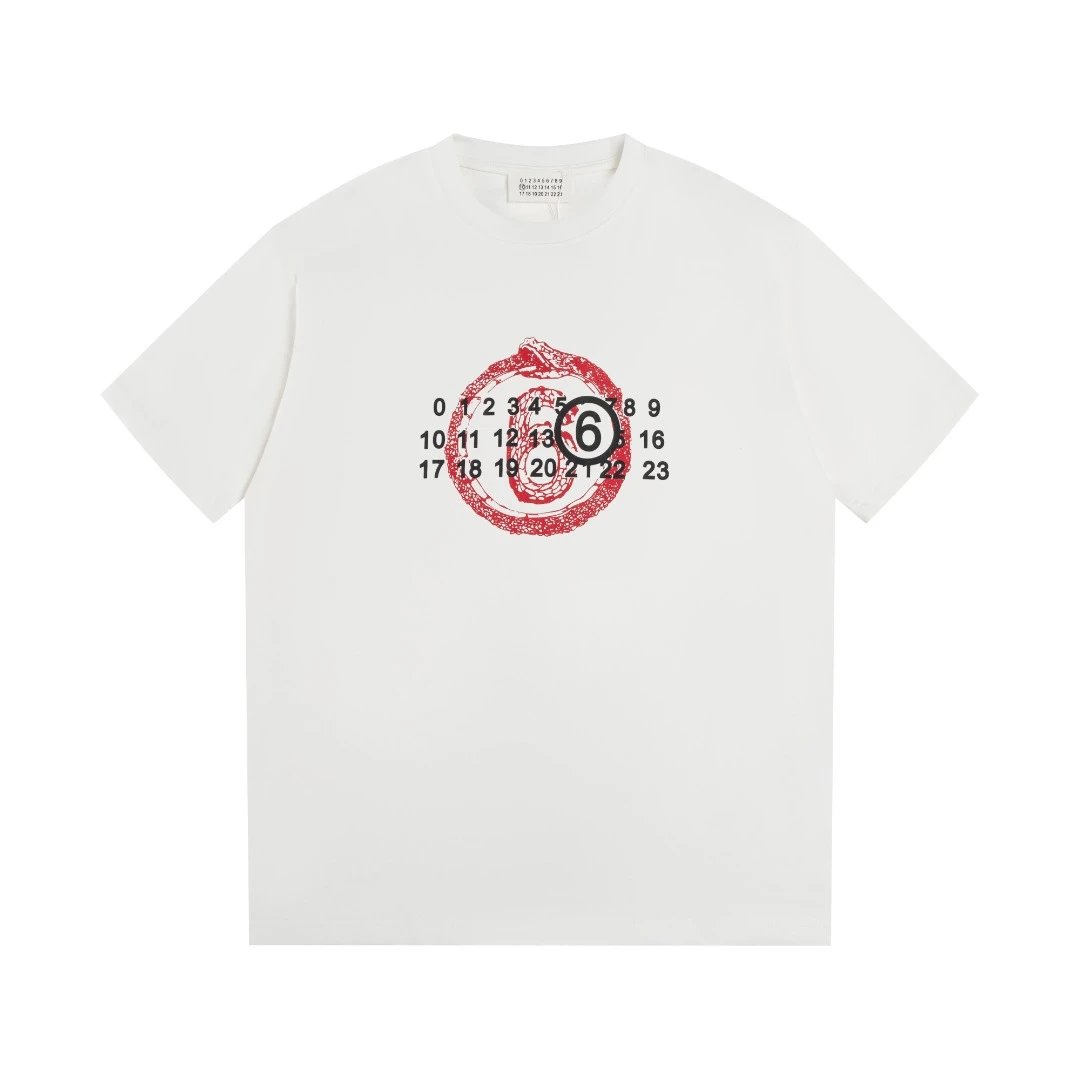 Maison Margiela T-shirt Front Snake Year Pattern Digital Print logo round Neck Short Sleeve25ss New Pure Cotton Unisex Style T T-shirt OS Loose Fit Base Shirt Top Half Sleeve T-Shirt
