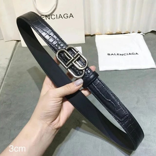 Balenciaga Belt Top version Crocodile Pattern Belt!Women's Cowhide Belt3.0Wide Belt