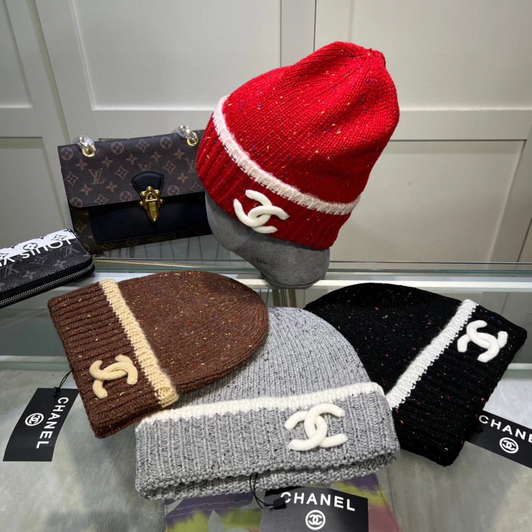Chanel Hat Casual Knitted Hat High Quality Fashion Fashion Brand Official Website Quality Autumn and Winter Feel Super Soft and Comfortable Knitted Thread Hat,Excellent Elasticity!