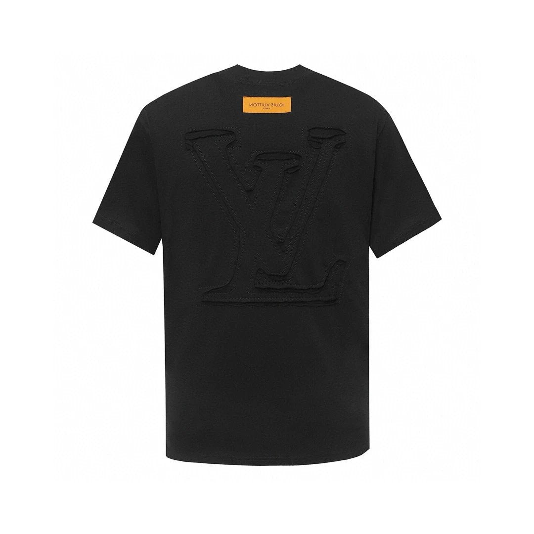 Louis Vuitton LV T-shirt Back Embroidered Cutout Round Neck Short Sleeve25ss New Pure Cotton Unisex Style T T-shirt OS Loose Fit Base Shirt Short Sleeve T-Shirt Top