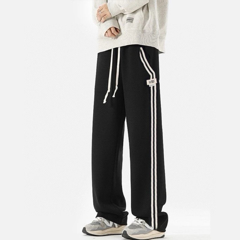 Maison Margiela Sweatpants Striped Webbing Number Patch Embroidery Couple Loose Casual Straight Sweatpants Long Pants Unisex