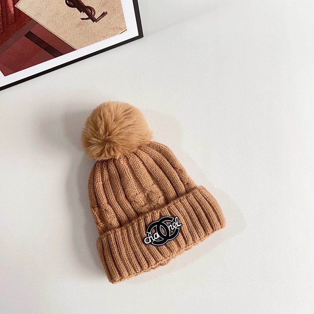 Chanel Hat High Quality Hat2024Autumn and Winter New Twist Hair Ball Woolen Cap,Designed for Men and Women