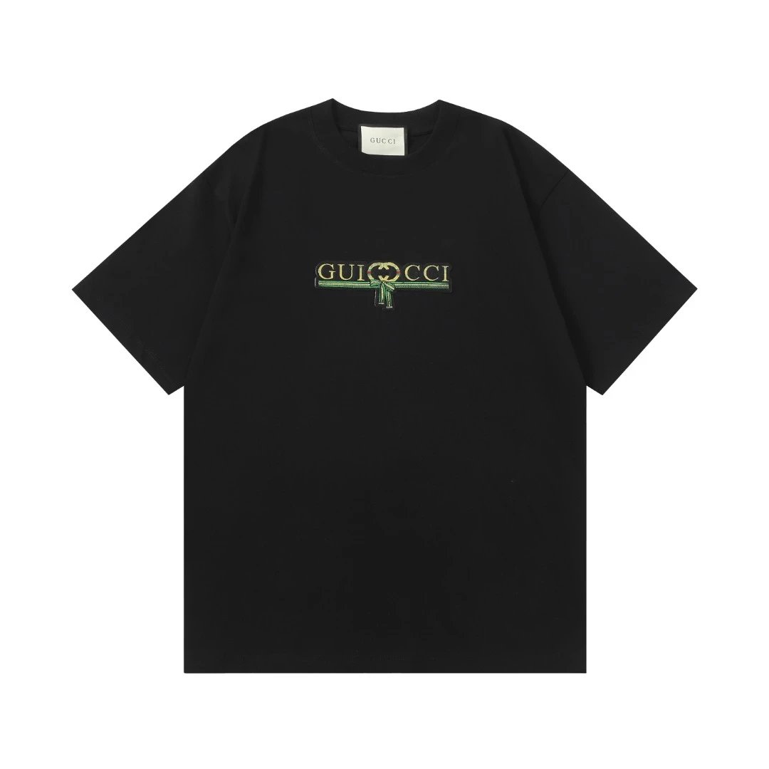 Gucci T-shirt Chest Letter Patch Embroidery logo round Neck Short Sleeve25ss New pure cotton T Unisex T-Shirt OS Loose Fit Base Shirt Top Half Sleeve T-Shirt
