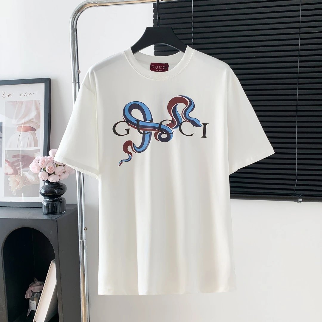 Gucci T-shirt Snake Year Limited Printing Logo Logo Crew Neck Short Sleeve25ss New pure cotton T Unisex T-Shirt OS Loose Fit Base Shirt Top Half Sleeve T-Shirt