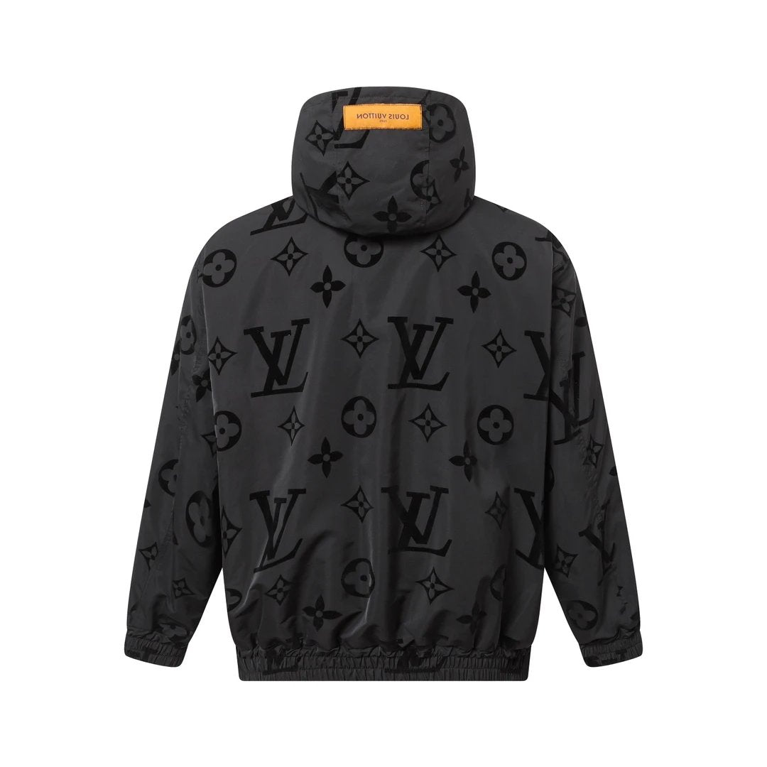 Louis Vuitton LV Jackets Windbreaker Jacket Hooded Coat Logo logo Flocked Waterproof Unisex Autumn Winter New Sports Casual Loose Fit Versatile