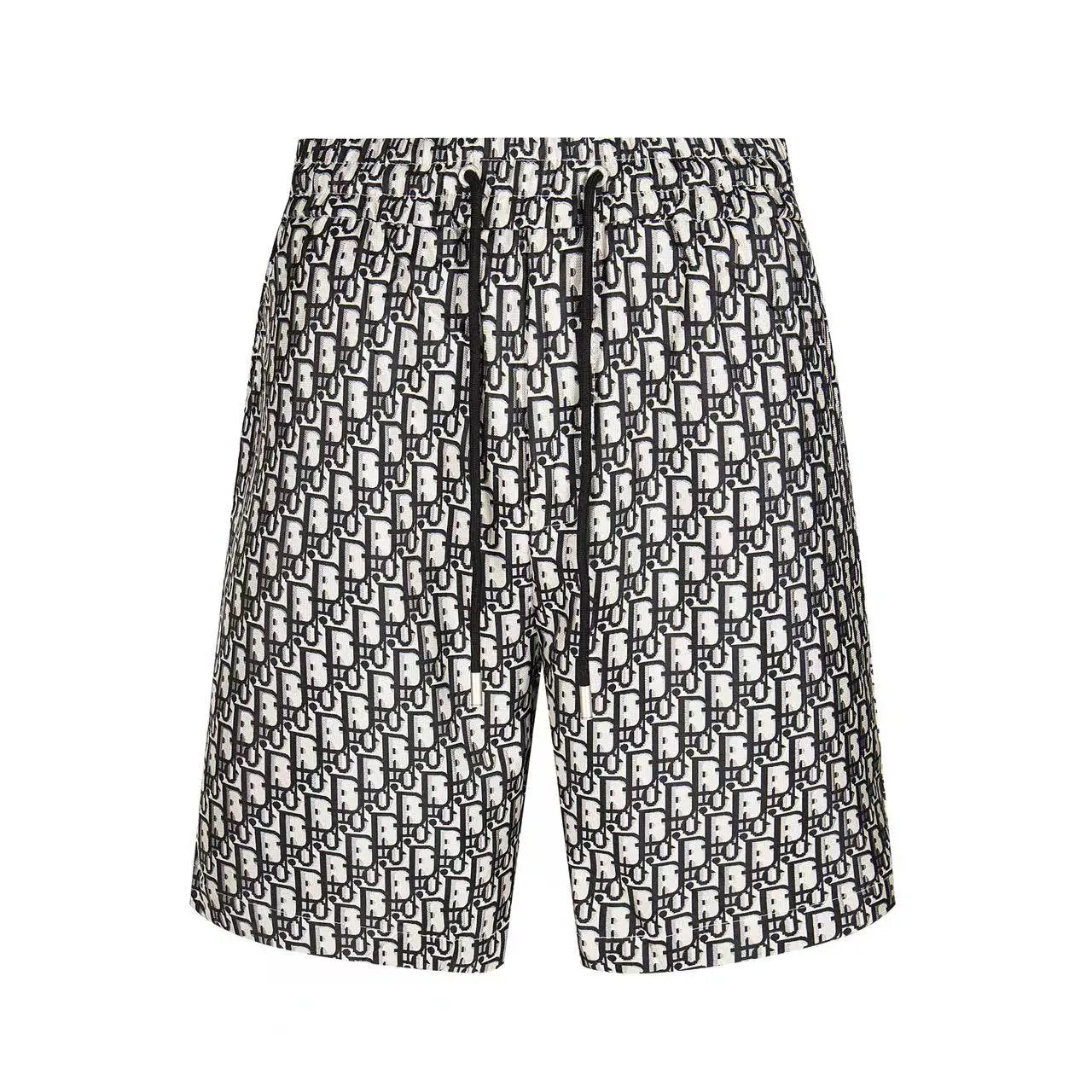 Dior shorts Full Jacquard Print logo Five-point Shorts25ss New Drawstring Casual Summer Pants5Two-in-One Casual Sweatpants for Men and Women, Pure Cotton Joggers