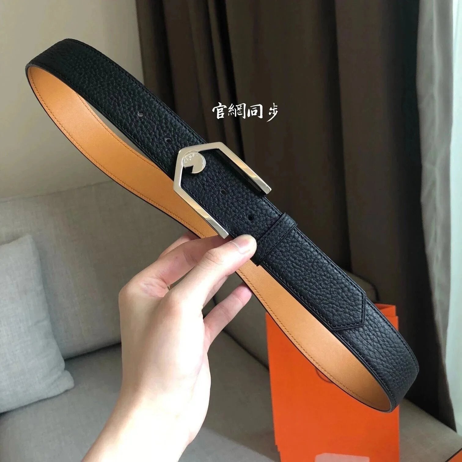 Hermes Belt Top version Men and Women Imported Belt togo Leather Two-Sided Belt Stainless Steel Hardware Belt H Belt Loop Smooth Belt Loop Business Casual All-Match H Buckle Belt