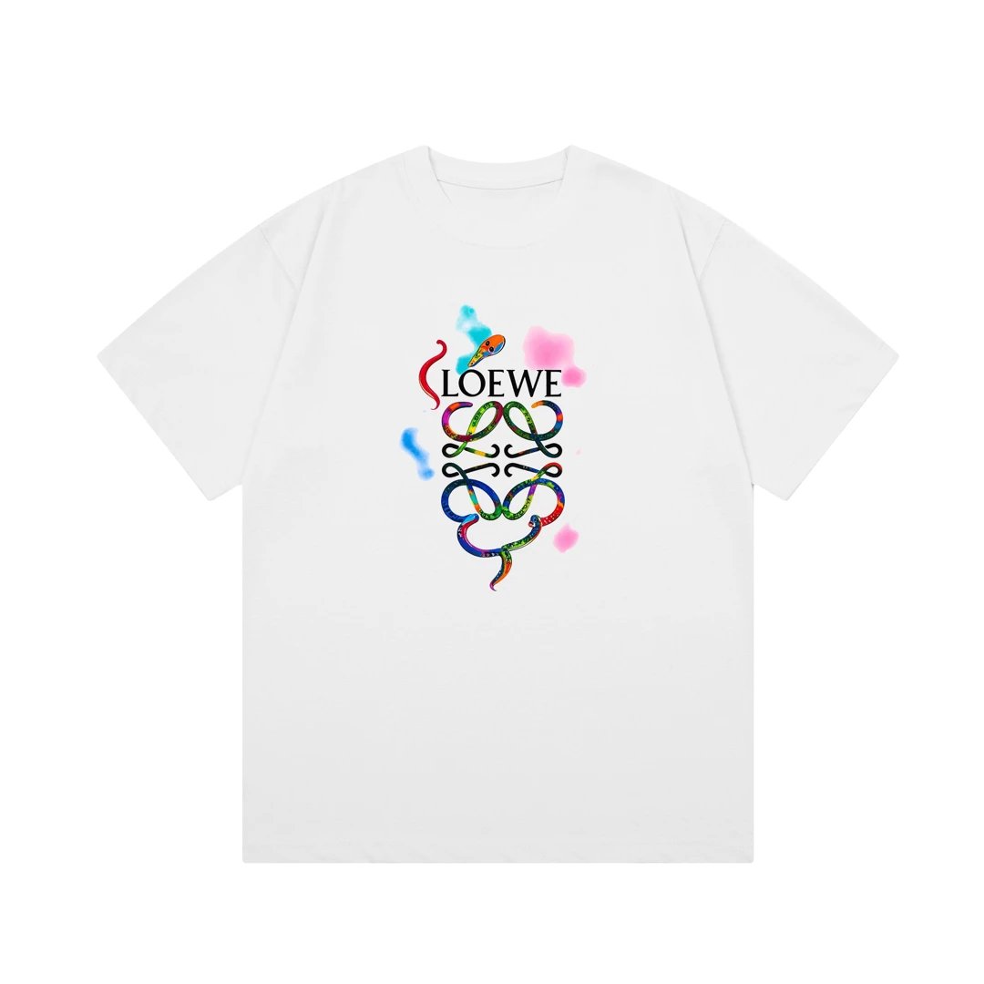 LOEWE T-shirt Year of the Snake Limited Edition Letter Print Logo round Neck Short Sleeve25ss New Pure Cotton Unisex Style T T-shirt OS Loose Fit Base Shirt Short Sleeve Top T-Shirt