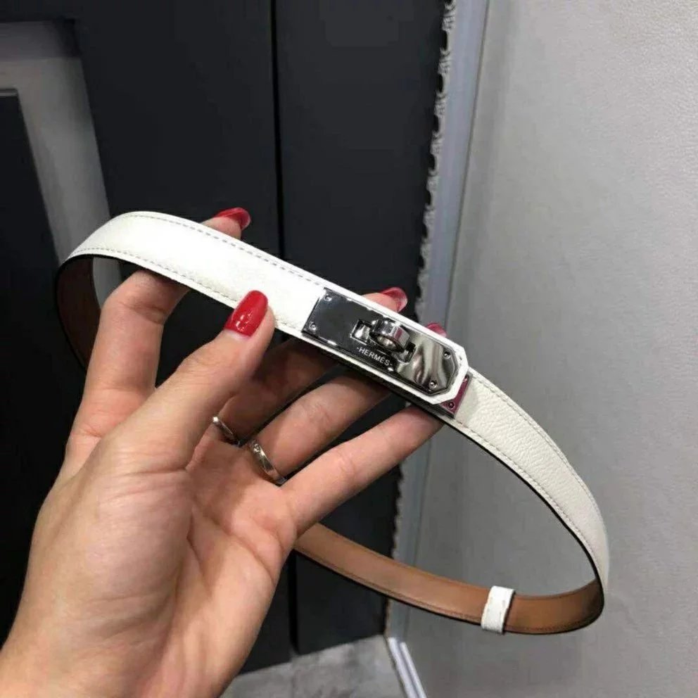 Hermes Belt Top version New Full Set Belt Women's First Layer Cowhide Leather Casual All-Matching Fashion Belt Kelly Women's Thin Belt