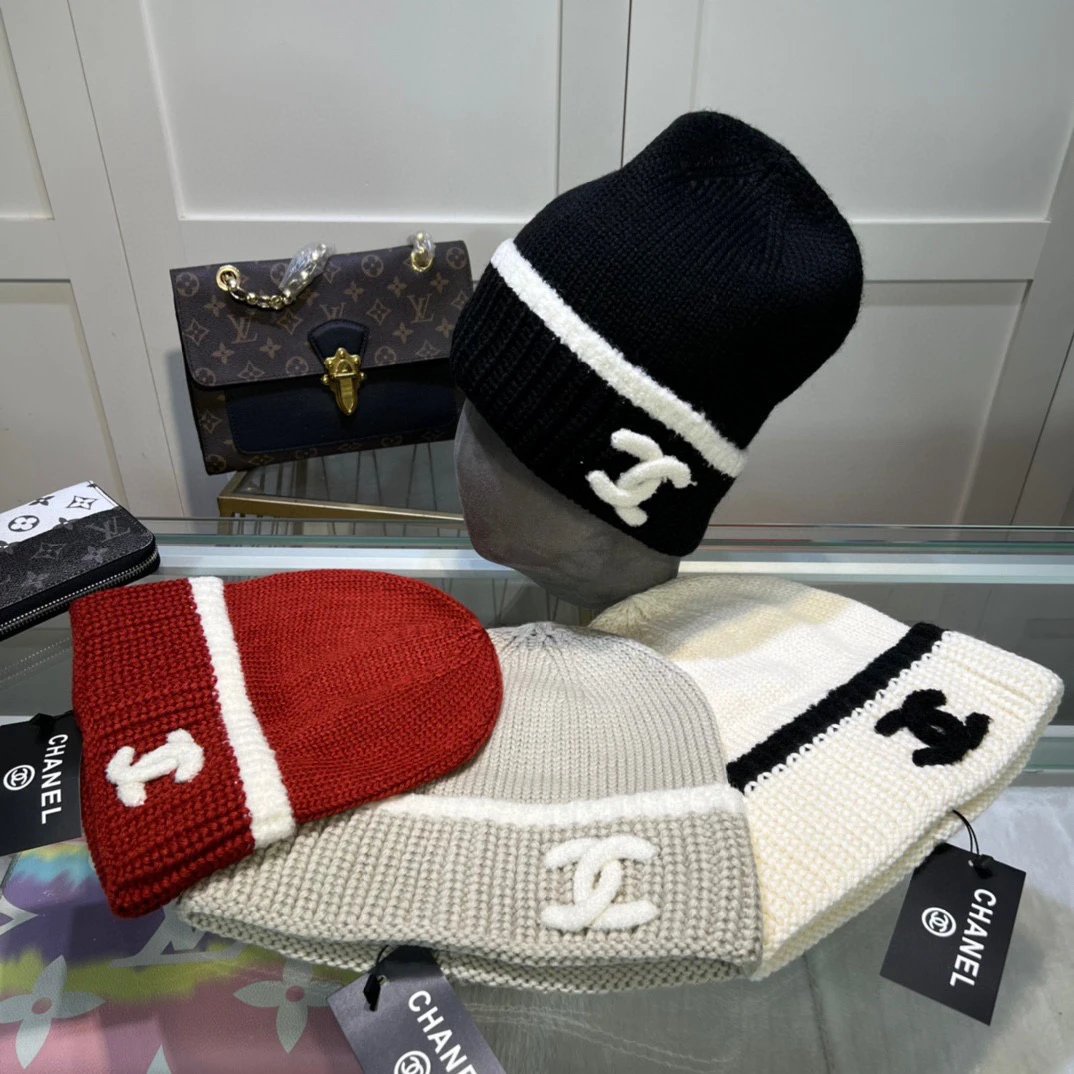 Chanel Hat Casual Knitted Hat High Quality Fashion Big Brand Official Website Quality Autumn and Winter Feel Super Soft and Comfortable Knitted Thread Hat,Excellent Elasticity!Travel Essential