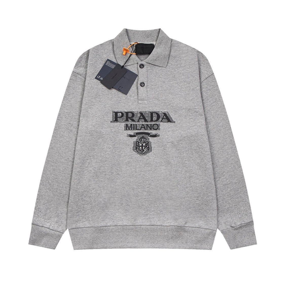 PRADA Hoodie polo Turn-down Collar Sweatshirt Casual Loose Versatile Pullover Sportswear420100% Pure Cotton Terry Top Inner Layer Unisex24ss Autumn and Winter New Products