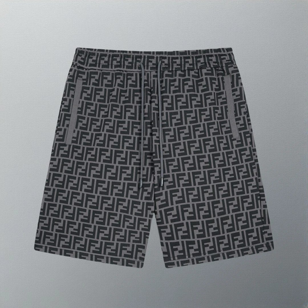 FENDl Shorts Full Print Double F Jacquard logo Five-point Shorts25ss New Drawstring Casual Pants for Men and Women, Summer Style5Two-in-One Casual Sweatpants Pure Cotton Joggers