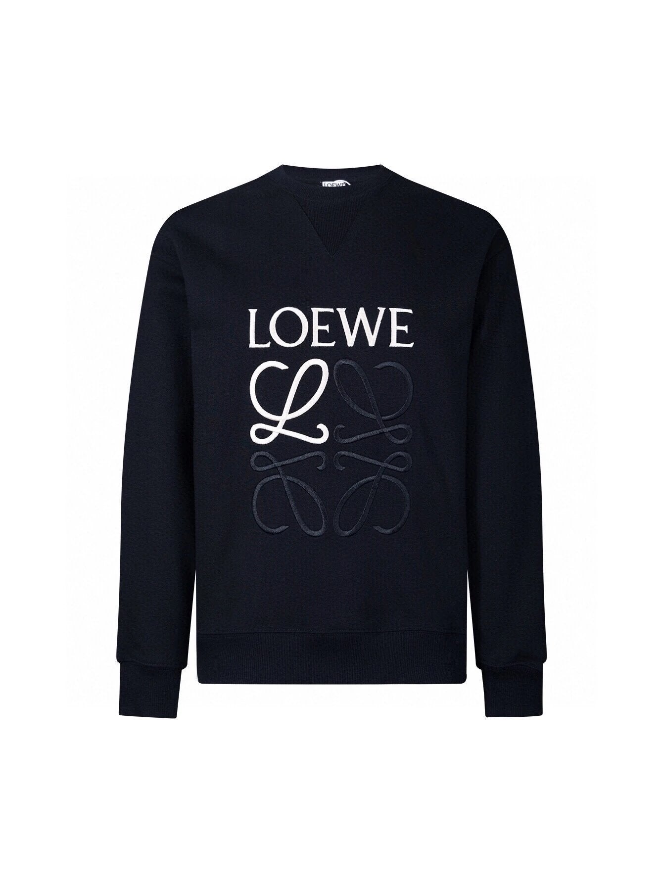 LOEWE Hoodie High-density Embroidered Crewneck Sweatshirt Pullover Long Sleeve OS Loose Fit Base Shirt Top Unisex Sports Casual