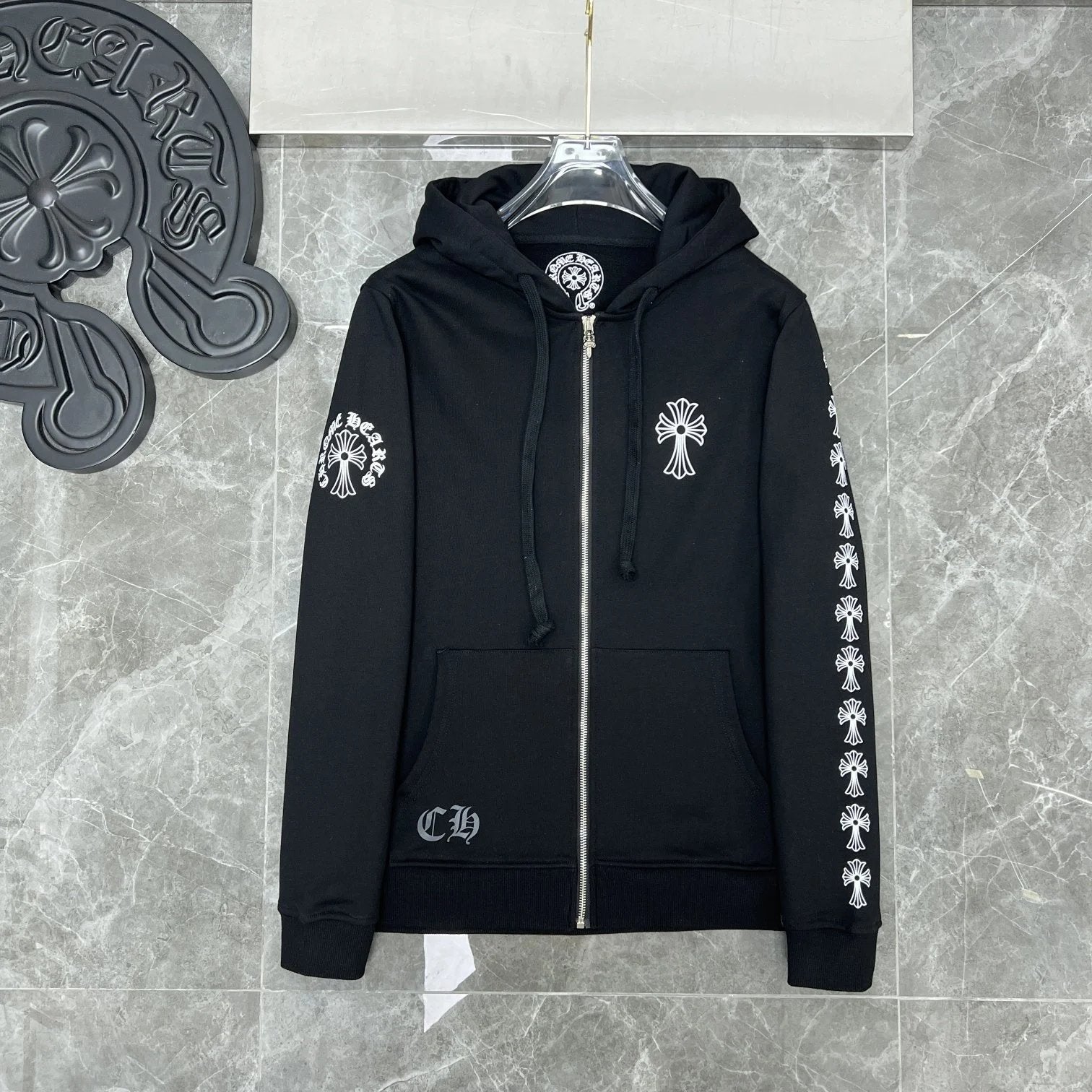 Chrome Hearts Hoodie Cross Hooded Sweater Loose Men's and Women's Zipper Hoodie