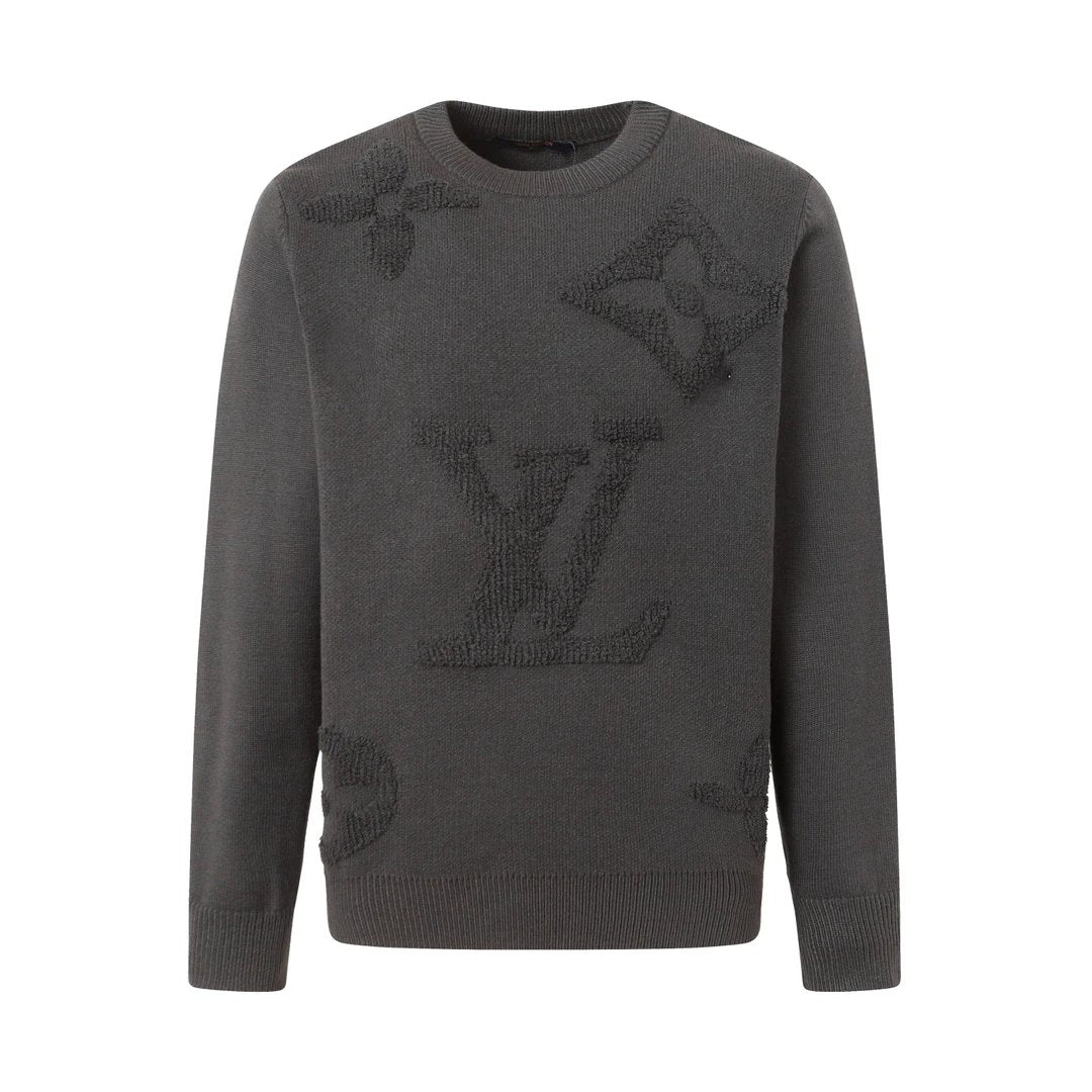 Louis Vuitton LV Sweater Large chest logo Jacquard Crew Neck Sweater Long Sleeve Thickened Lazy Style OS Loose Fit Unisex Knit Top Jacket Versatile Casual Wearable Inside and Outside