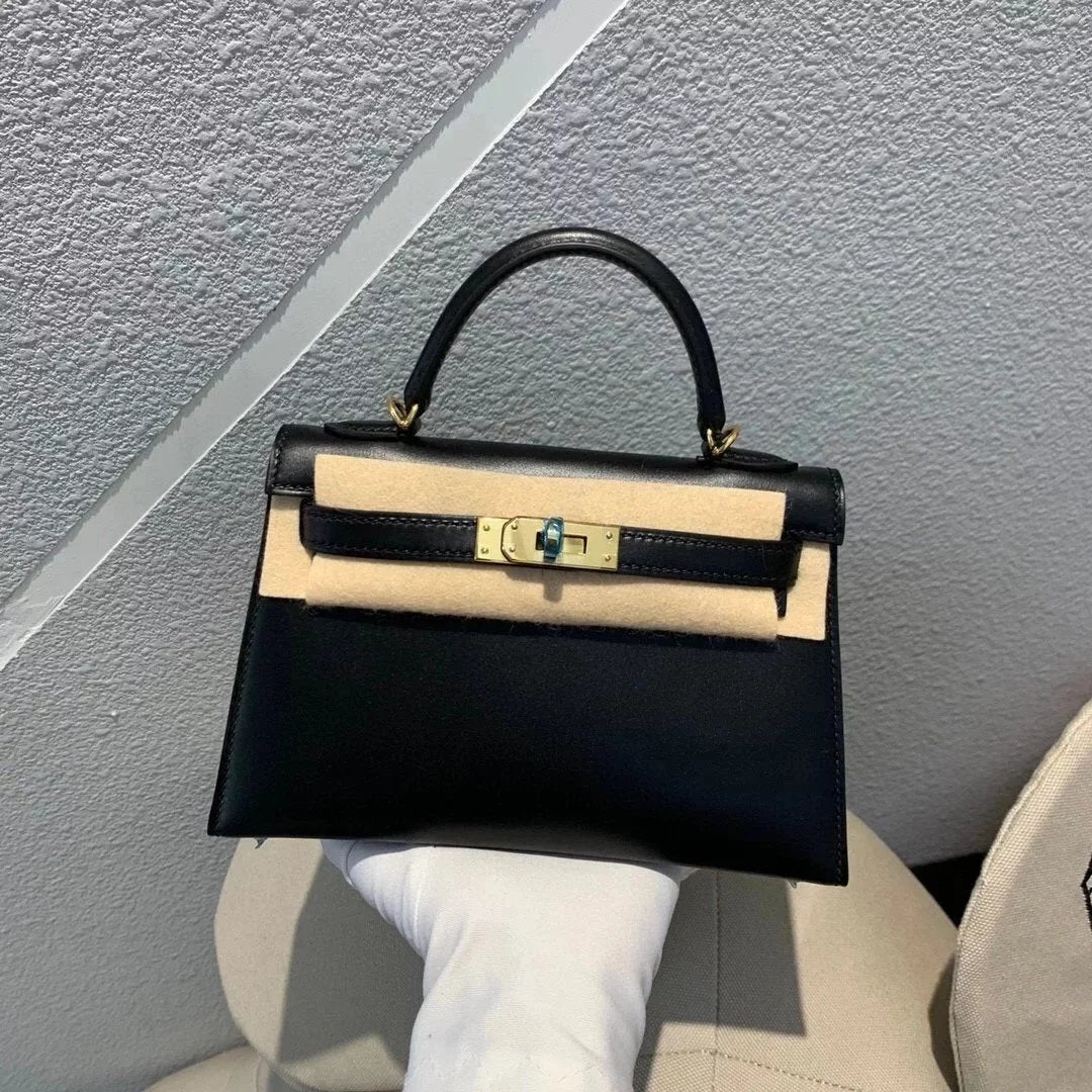 Hermes women's bag Top version New Women's Bag Minikellyll Kelly Bag Second Generation box Leather Handmade Wax Line19cm
