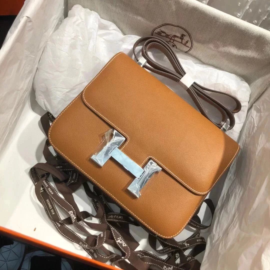 Hermes women's bag Top version 【H Handmade Custom】Stewardess Bag Constance Bag constance Silver Buckle Gold Buckle EP Women's Leather Crossbody Shoulder Bag2424