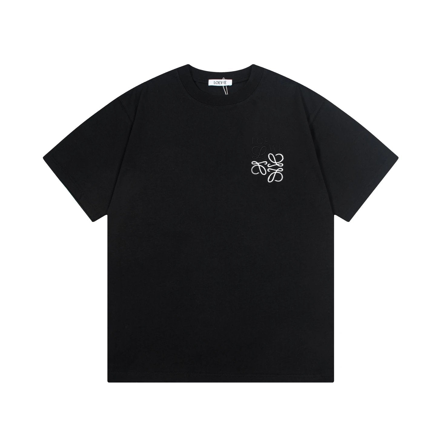 LOEWE T-shirt Two-Tone Small Letter Embroidery on Chest logo round Neck Short Sleeve25ss New Pure Cotton Unisex Style T T-shirt OS Loose Fit Base Shirt Half Sleeve T-Shirt Top Half Sleeve