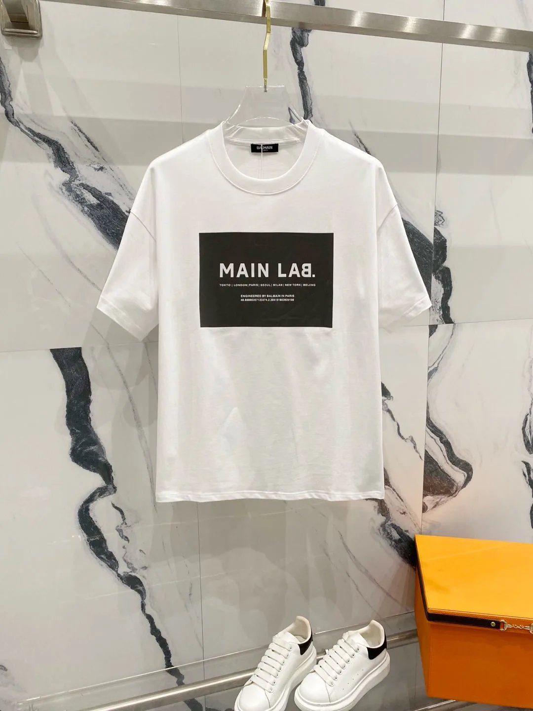 Balmain T-shirt Brand Overlapping Letter Print LOGO Logo Crew Neck Short Sleeve25ss New Pure Cotton Unisex Style T T-shirt OS Loose Fit Base Shirt G Home Top Half Sleeve T-Shirt