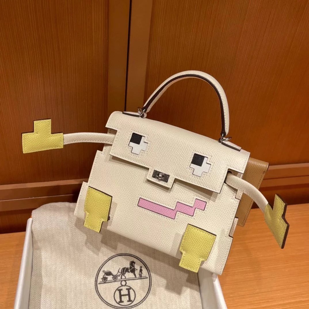 Hermes women's bag Top version New Kellydolepicto Mosaic Doll Bag,Cute to New Style Doll Bag~Mosaic Doll Bag Women's Bag Shoulder Handbag Crossbody