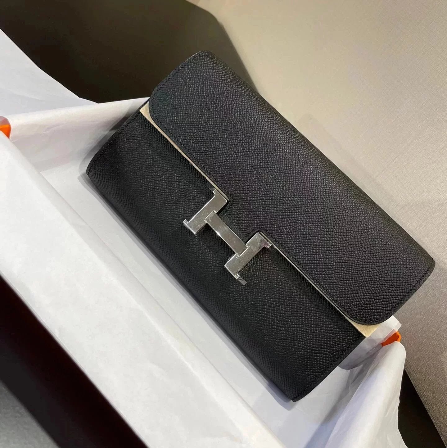 Hermes women's bag Top version New Kangkang Women's Bag epsom Leather Palm Print ConstanceToGoWoc Shoulder Crossbody Handbag Clutch Long Long Purse Wallet Dinner Bag